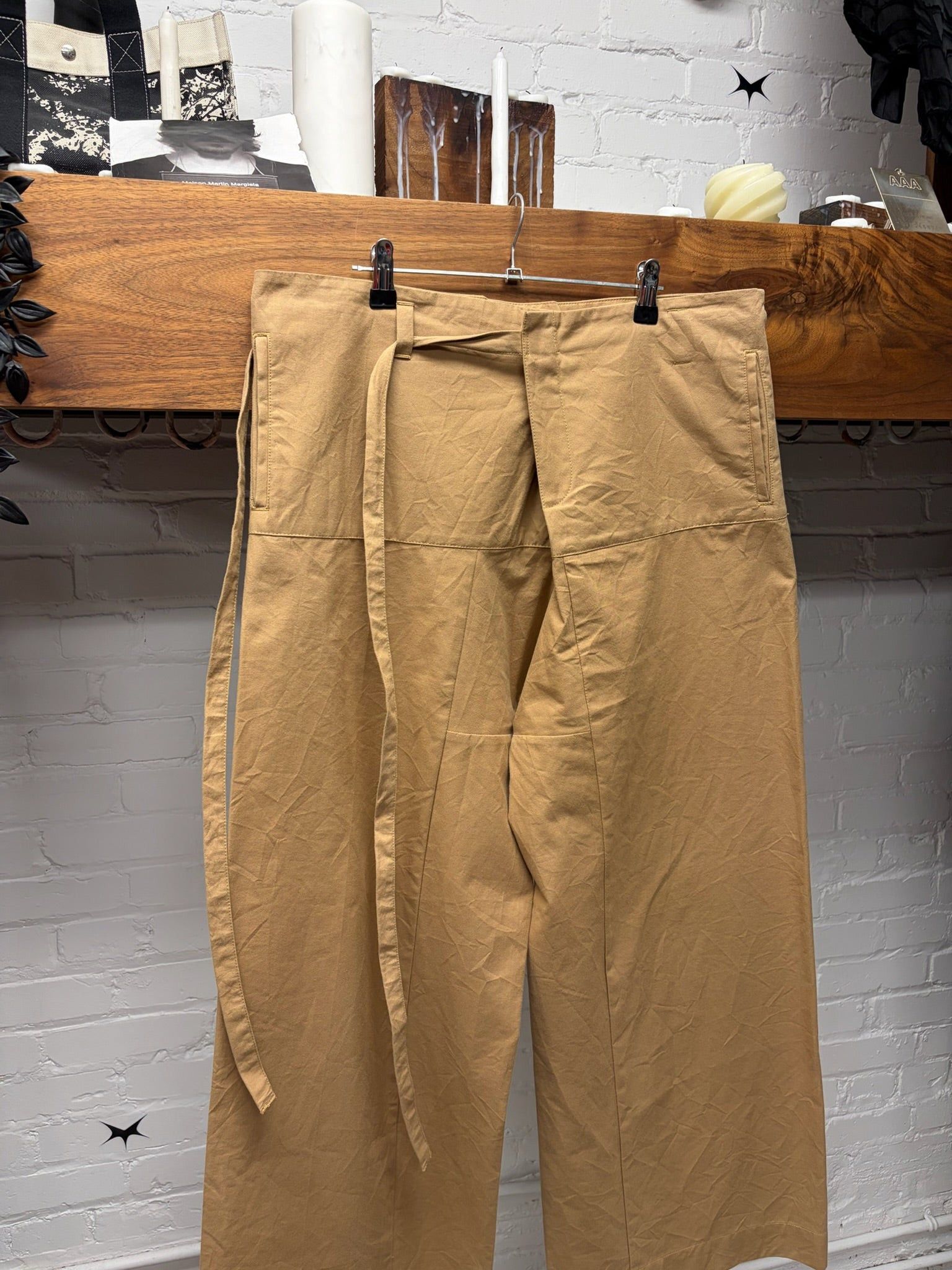 Acne Studios Acne Studios Cotton/Twill Wide Leg Belted Brown Pants Size US 30 / EU 46 - 2 Thumbnail