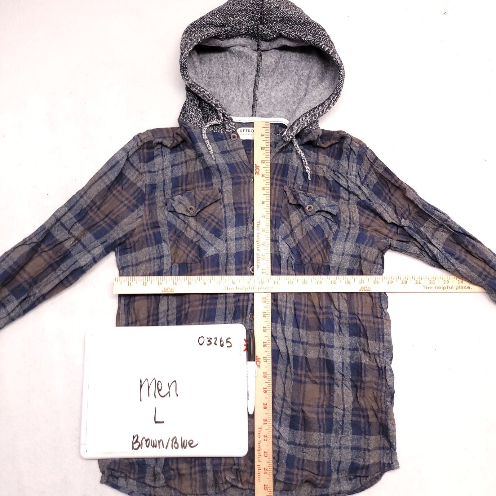 Retrofit Retrofit Casual Button Up Hoodie Mens Size Large Blue Brown Size US L / EU 52-54 / 3 - 6 Thumbnail