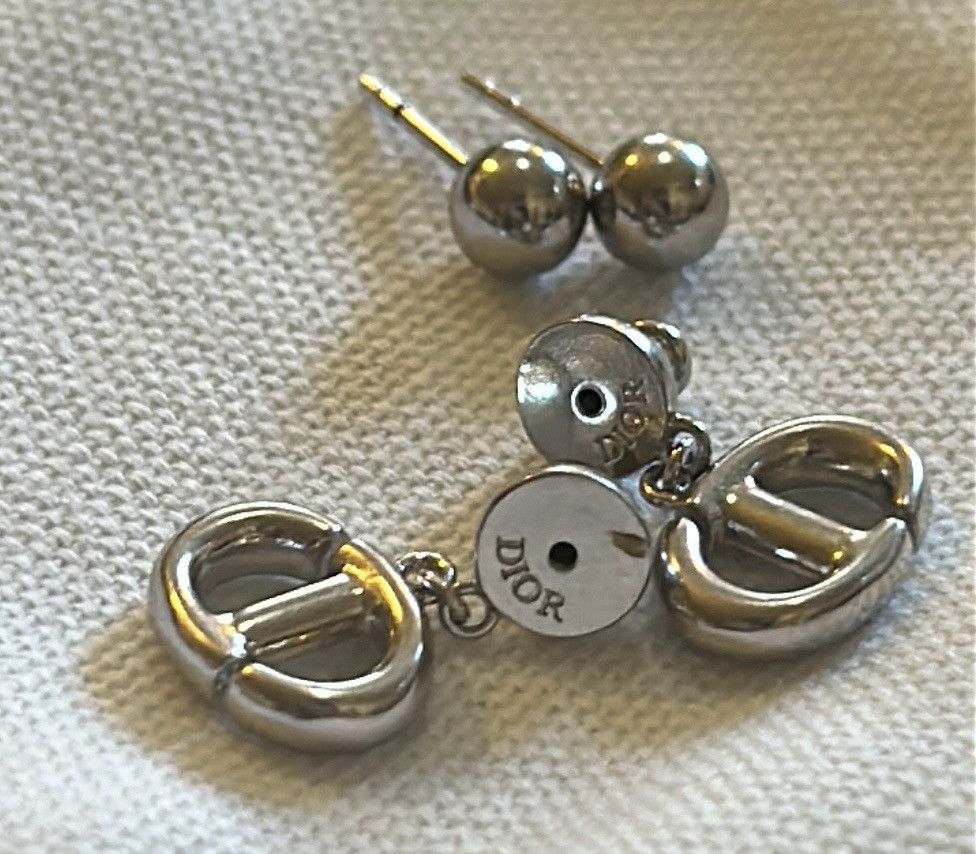 Dior Christian Dior CD NAVY Earrings Silver-Finish Metal Size ONE SIZE - 12 Thumbnail