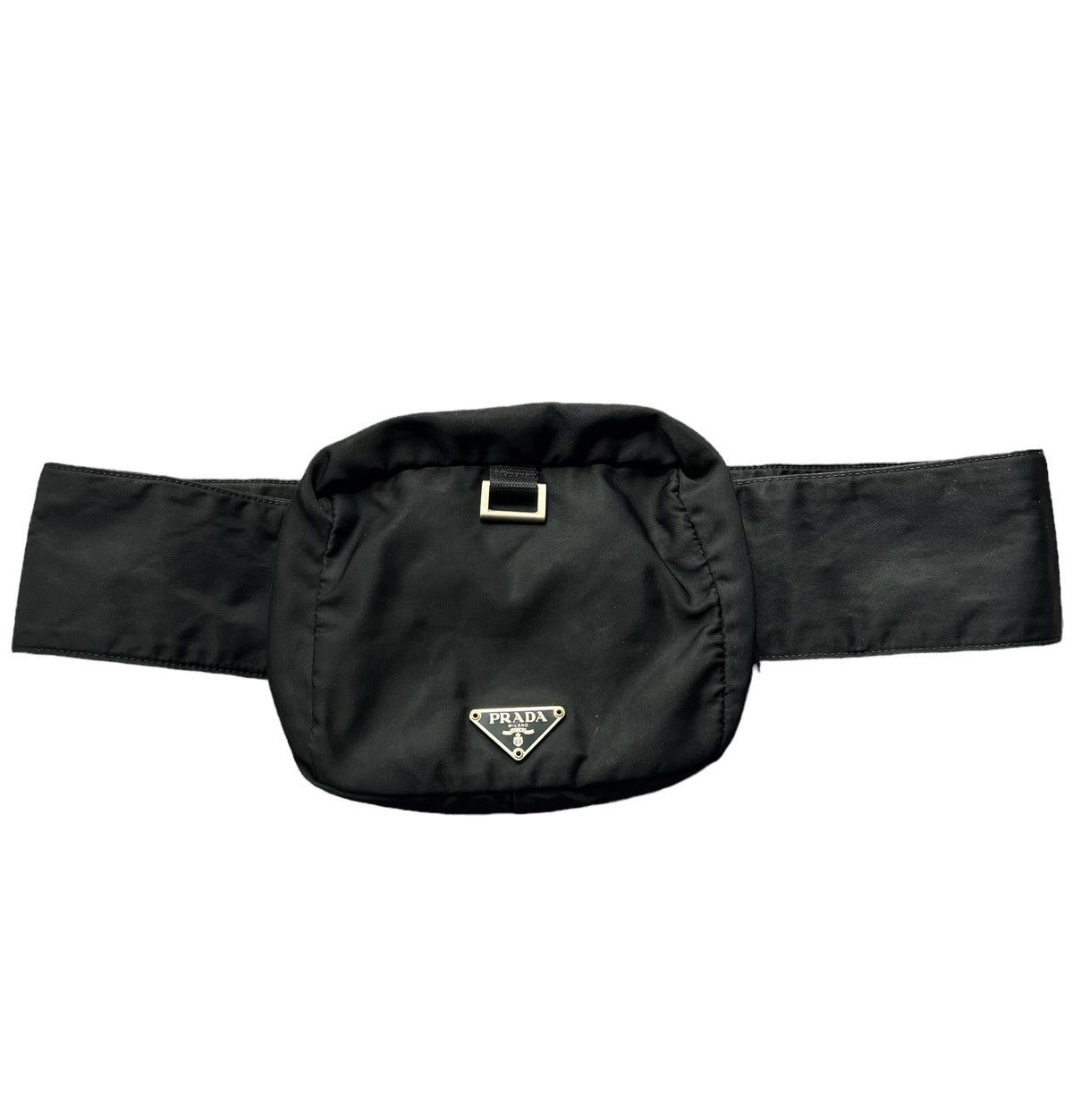 image of 90's Prada Nylon Waist Shoulder Bag Designer Vintage Hyp in Black, Men's
