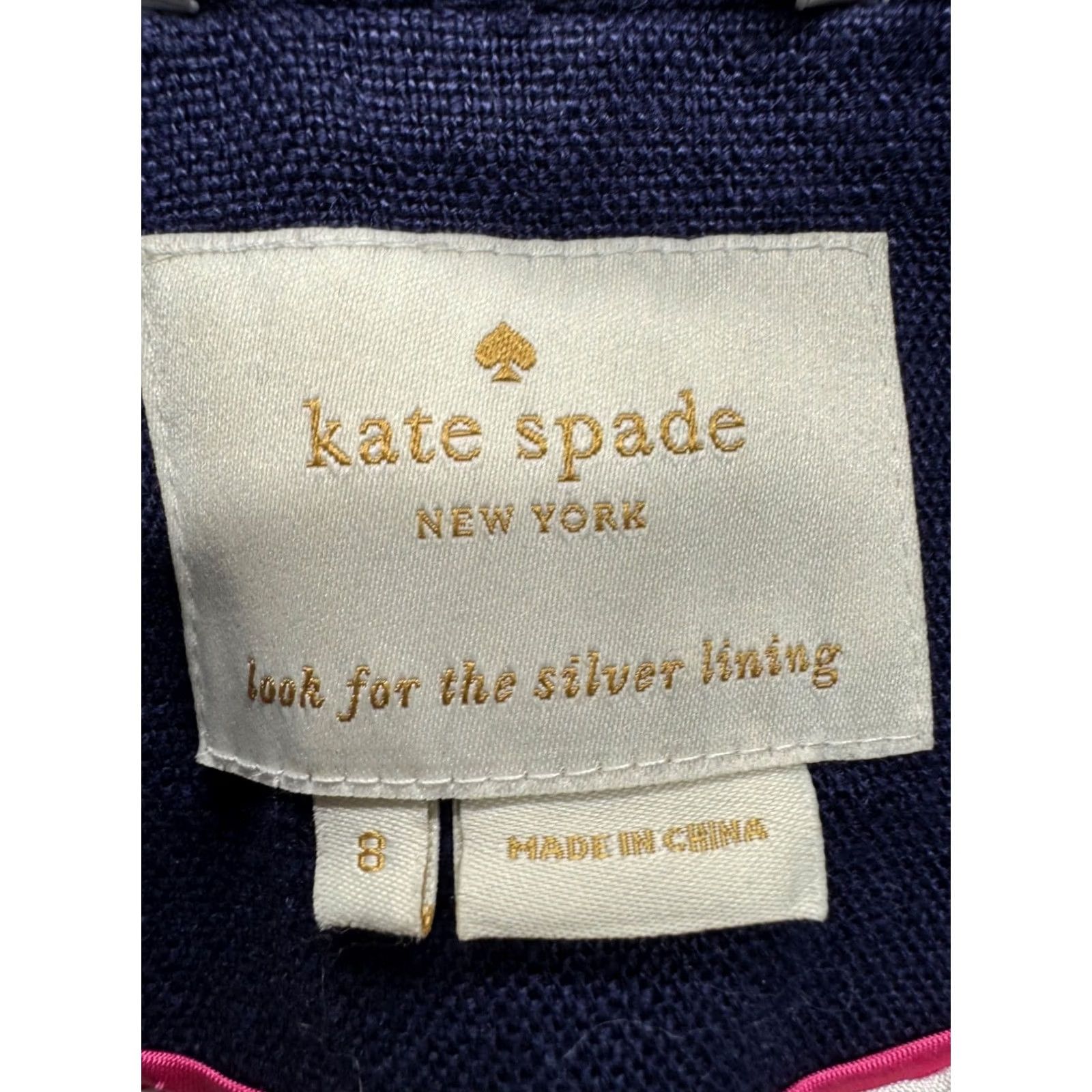 Vintage Kate Spade New York Navy Blazer Size 8 Linen Blend Double Button Front 114B Size M / US 6-8 / IT 42-44 - 4 Thumbnail