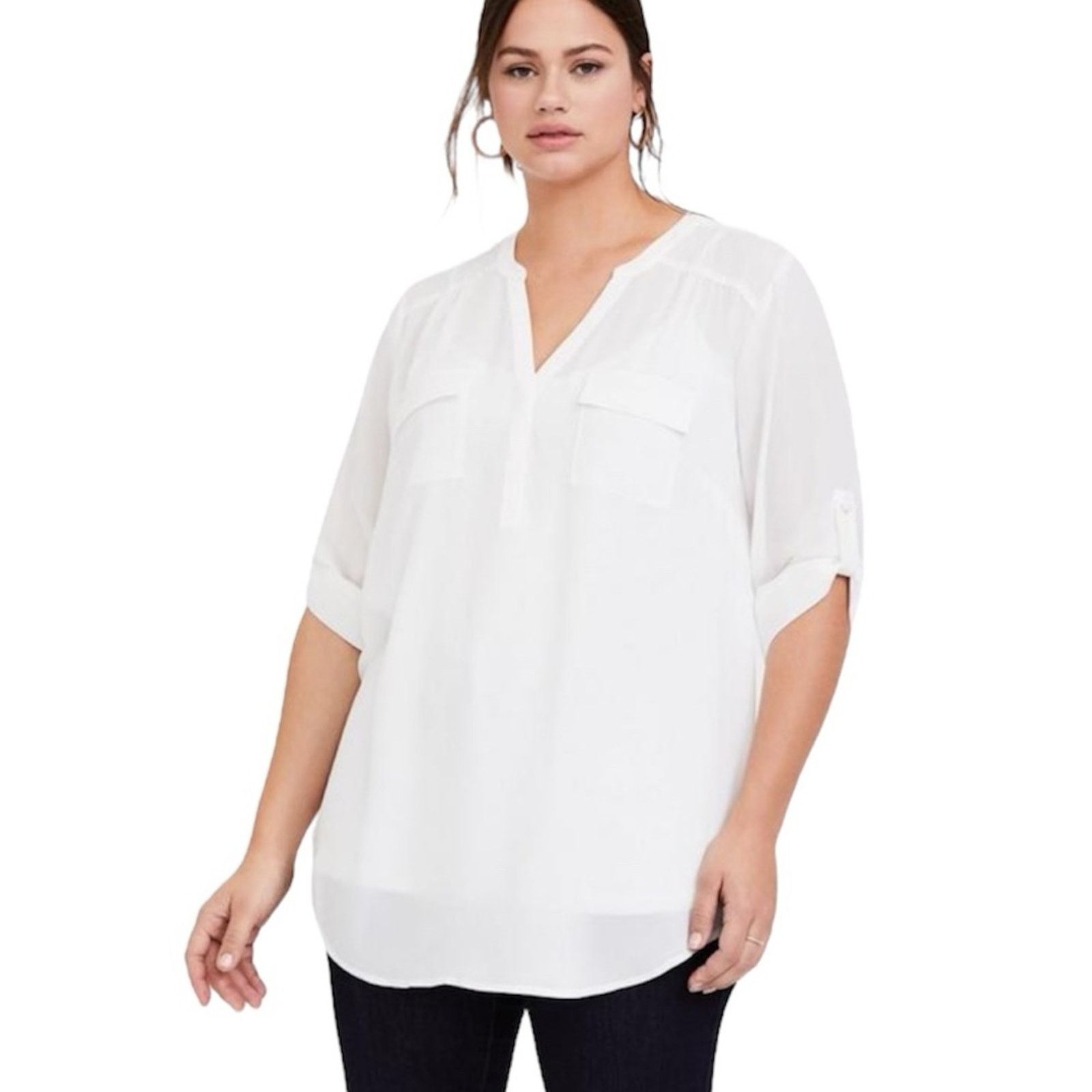 Other Torrid Harper Georgette Pullover 3/4 Sleeve Tunic Blouse Size XXL / US 16-18 / IT 52-54 - 1 Thumbnail