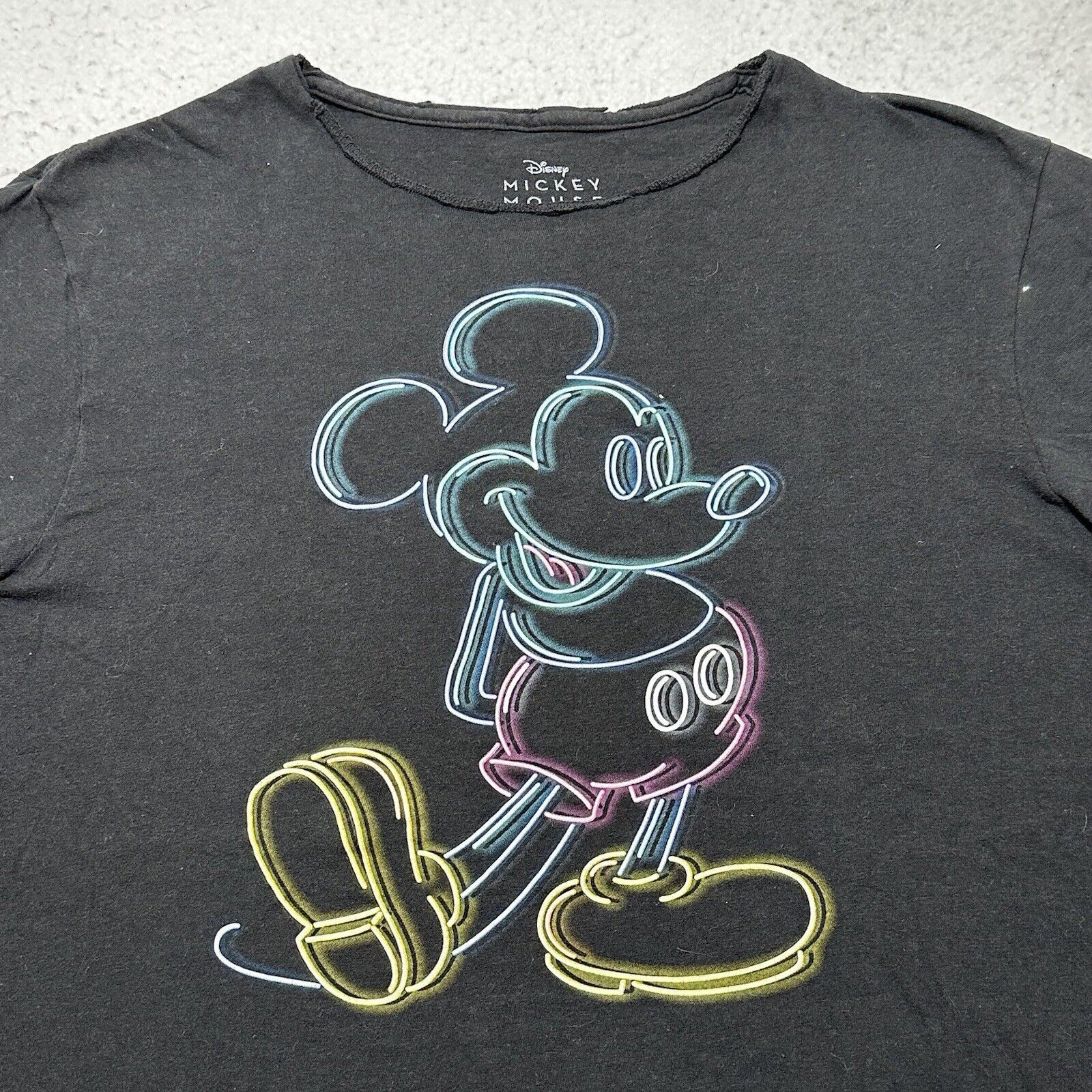 Disney Disney Medium Neon Logo Black Short Sleeve Graphic T Shirt Size US M / EU 48-50 / 2 - 2 Thumbnail