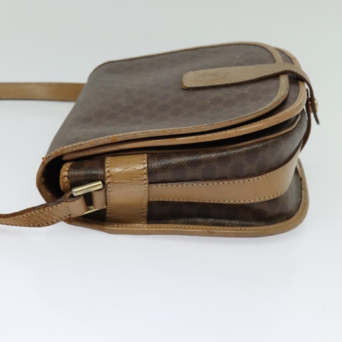 Celine CELINE Macadam Canvas Shoulder Bag Pvc Leather Brown Gold Size ONE SIZE - 4 Thumbnail