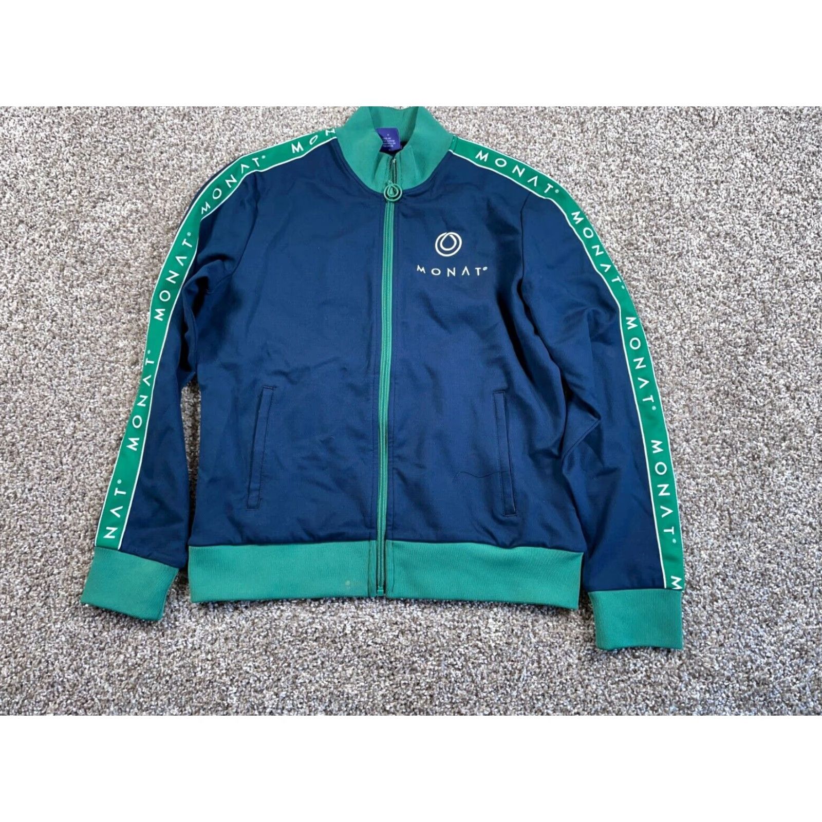 Vintage VINTAGE Monat Women's Track Jacket Medium Blue Green Zip Up Activewear Retro Sleeves Size M / US 6-8 / IT 42-44 - 2 Thumbnail