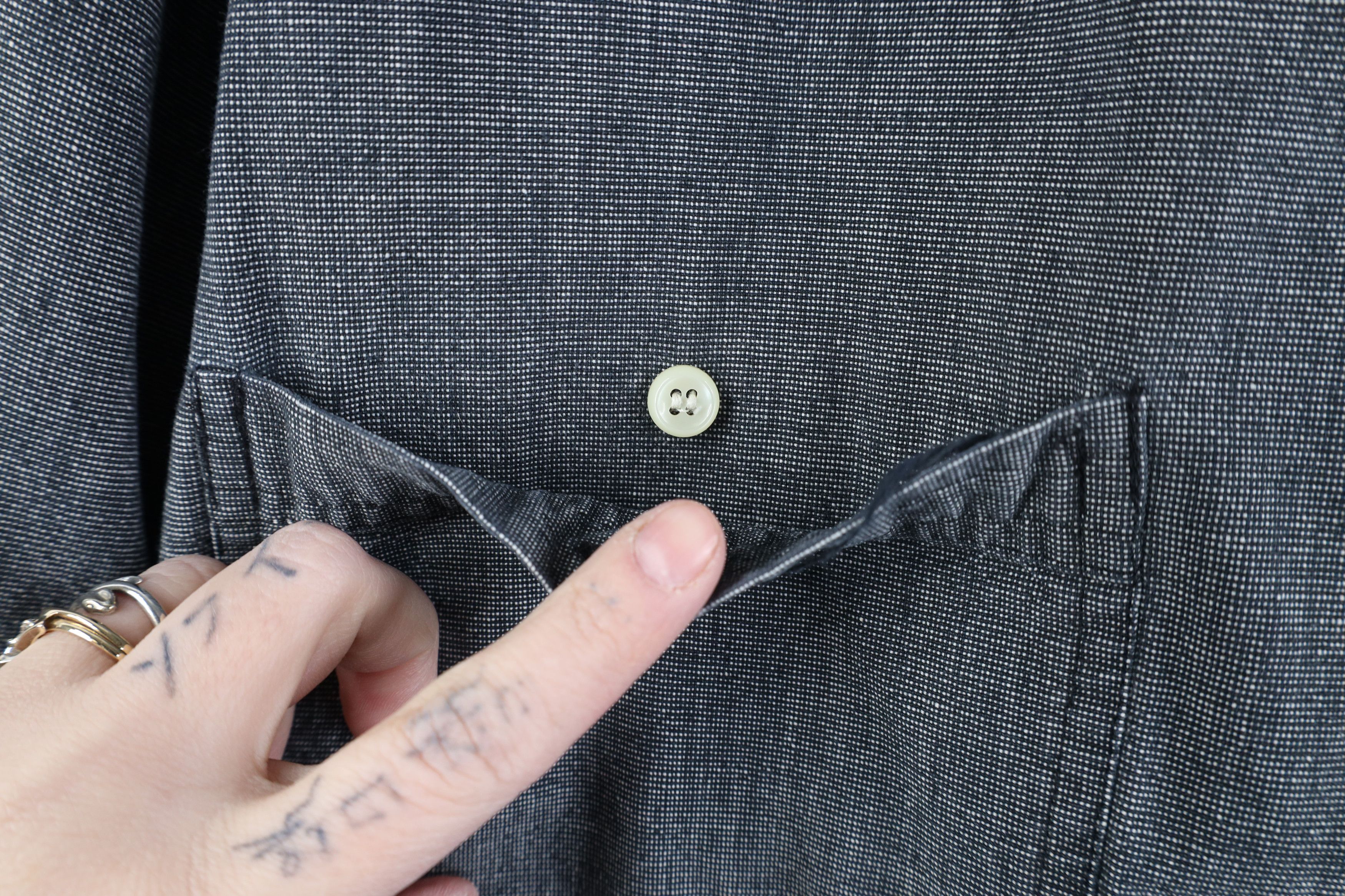 Vintage Vintage 90s Streetwear Big Pocket Band Collar Button Shirt Size US L / EU 52-54 / 3 - 6 Thumbnail