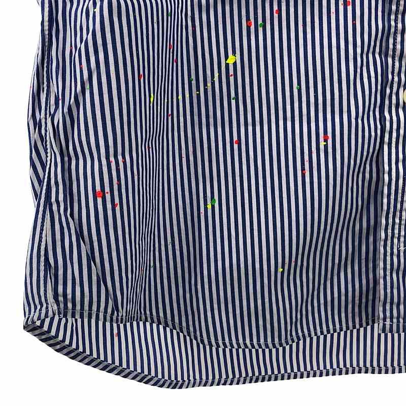 Comme des Garcons Homme Shirt Painted Striped Short Sleeve Button Up Navy/White Size US S / EU 44-46 / 1 - 3 Thumbnail