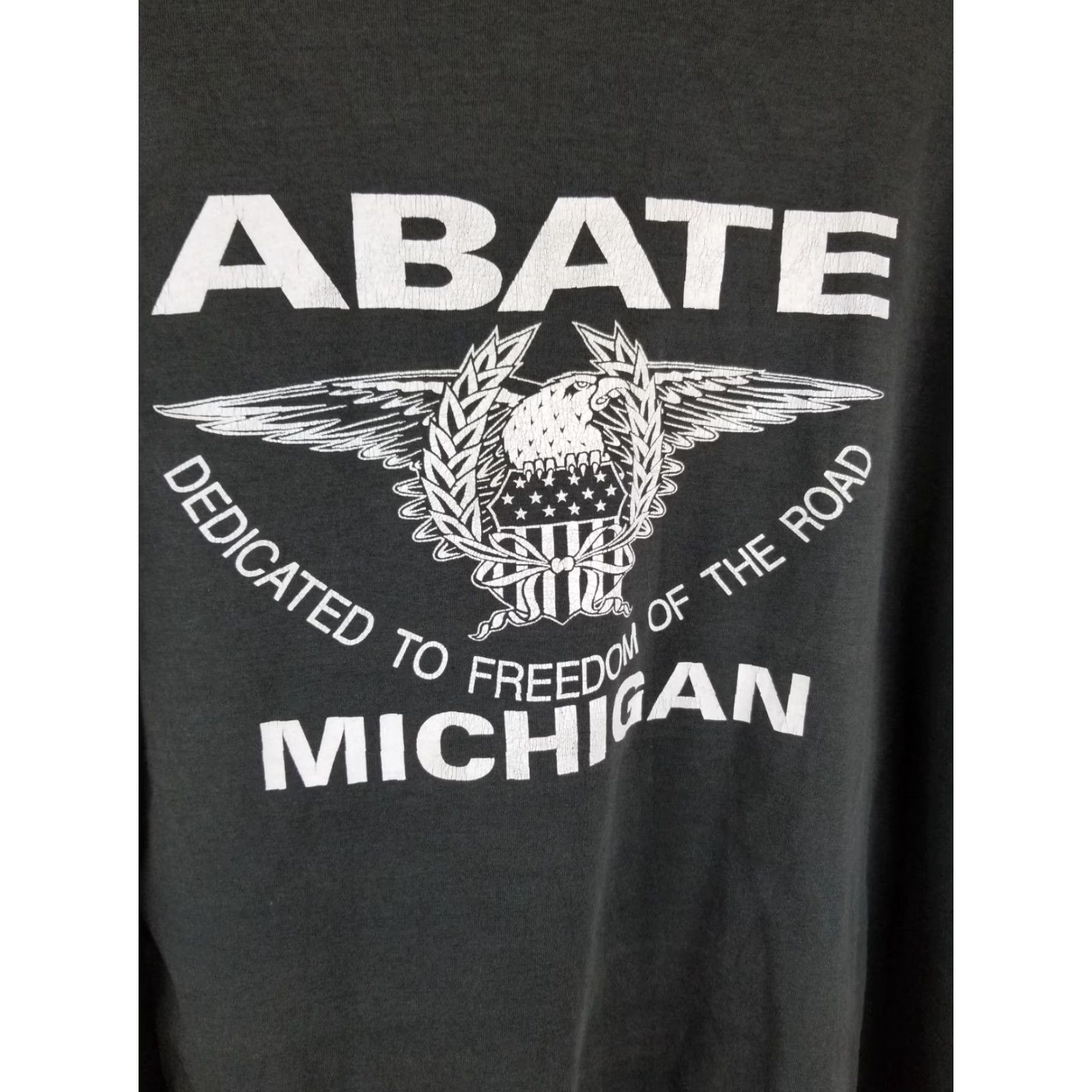 Fruit Of The Loom VINTAGE ABATE MICHIGAN MOTORCYCLE SINGLE STITCH BLACK T-SHIRT 3XL 90's FRUIT OF THE LOOM MEN SS Crew Neck Cotton USA Retro/Motorcycle Size US XXL / EU 58 / 5 - 6 Thumbnail