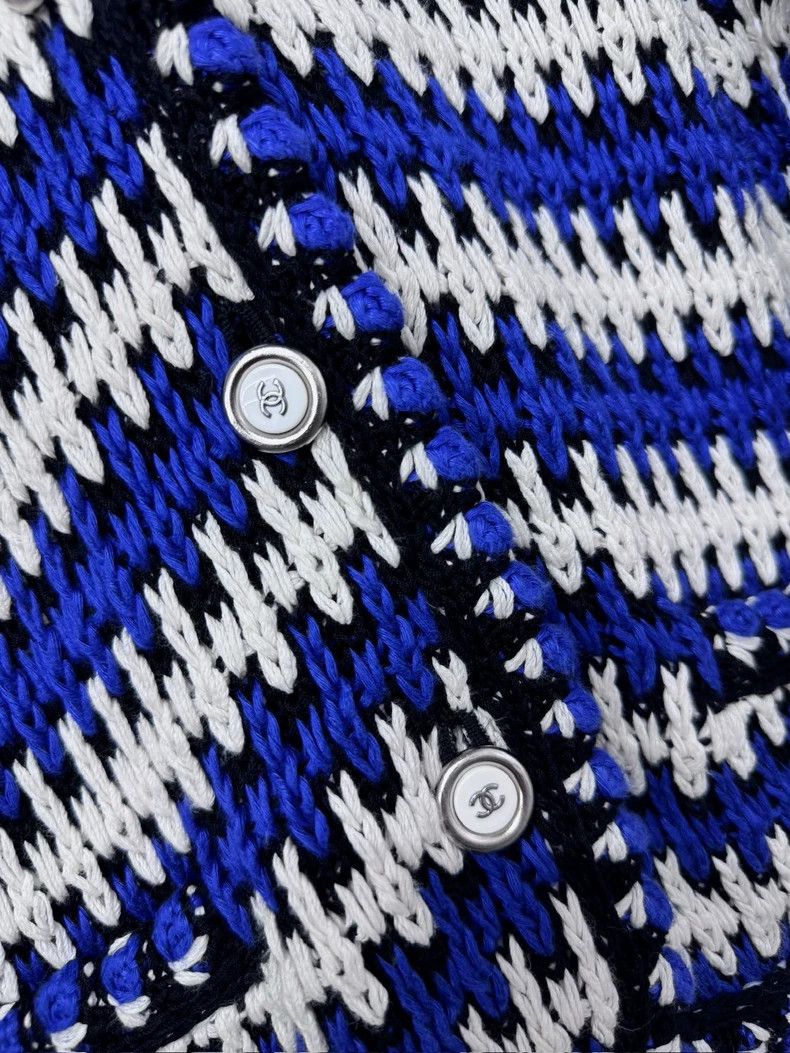 Chanel Chanel Blue and white striped knitted cardigan coat Size XS / US 0-2 / IT 36-38 - 3 Thumbnail