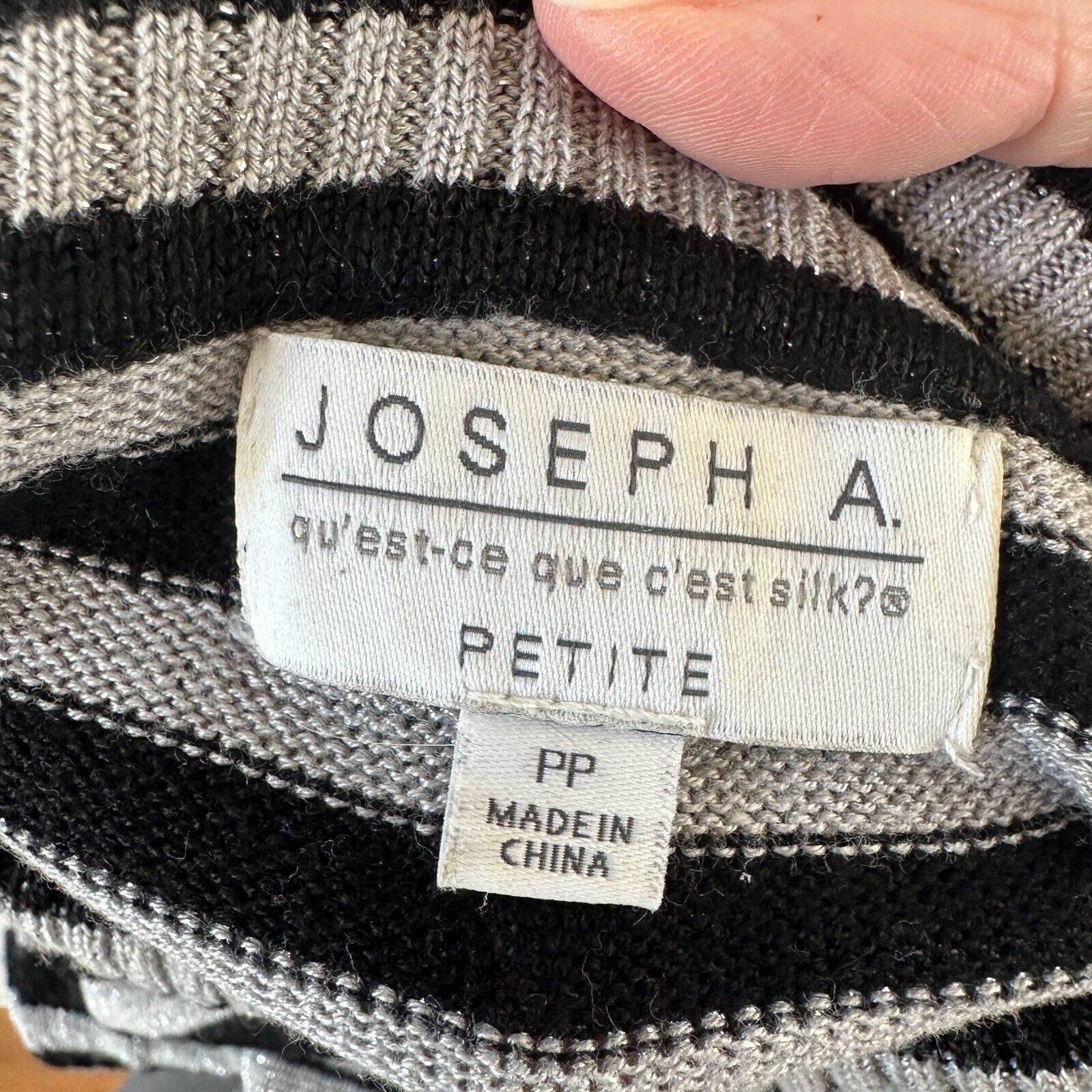 Other Joseph A. Silver Black Stripe Metallic Turtleneck Sweater PP Size S / US 4 / IT 40 - 10 Thumbnail