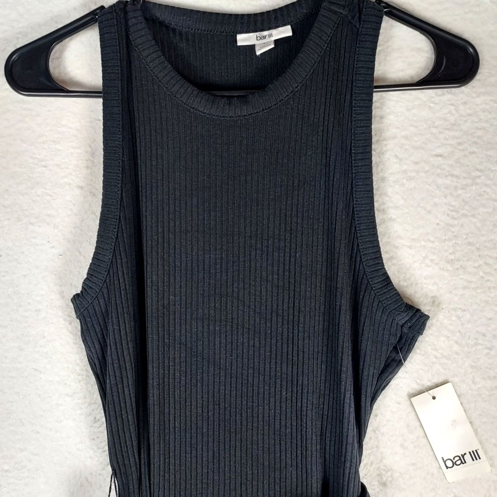 Bar III Bar III Women’s S Black Ribbed Midi Dress Sleeveless Tie Waist Bodycon Size S / US 4 / IT 40 - 5 Thumbnail