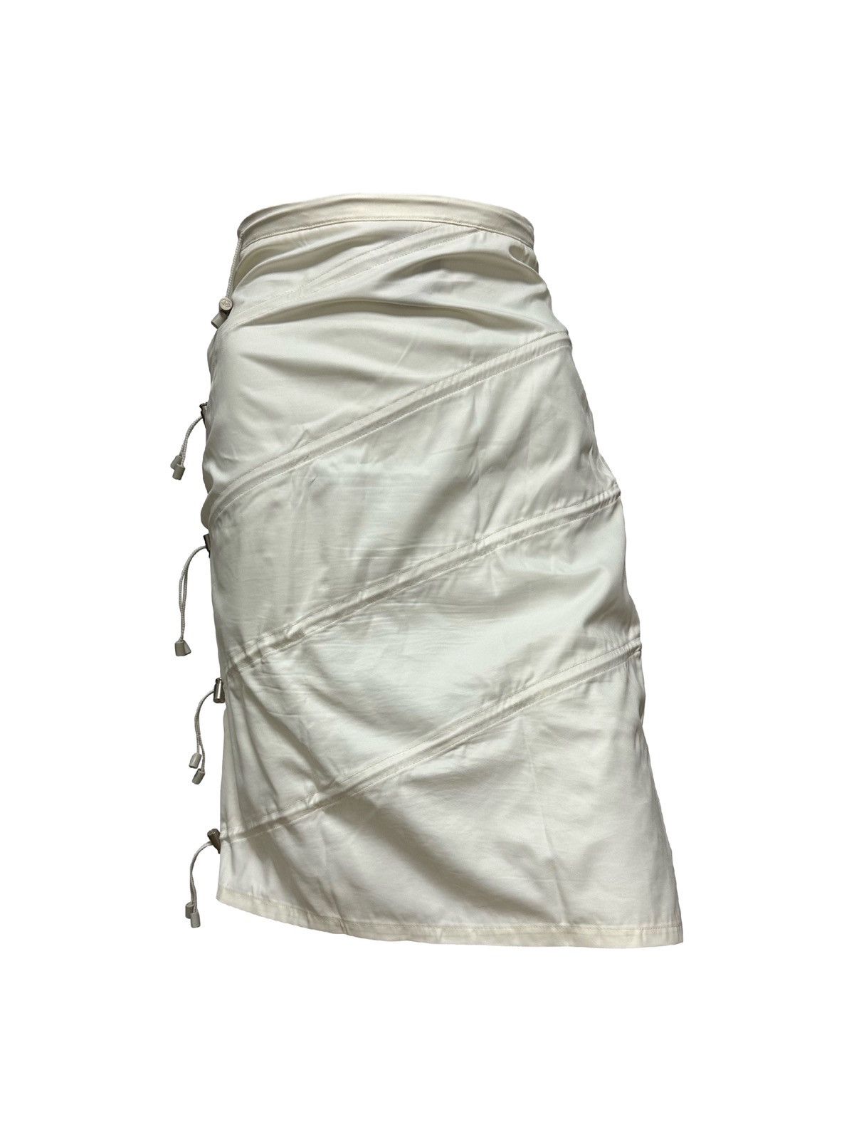 image of Chanel Sport S/s 2001 Scrunched Drawstring Midi Skirt in White, Women's (Size 24)