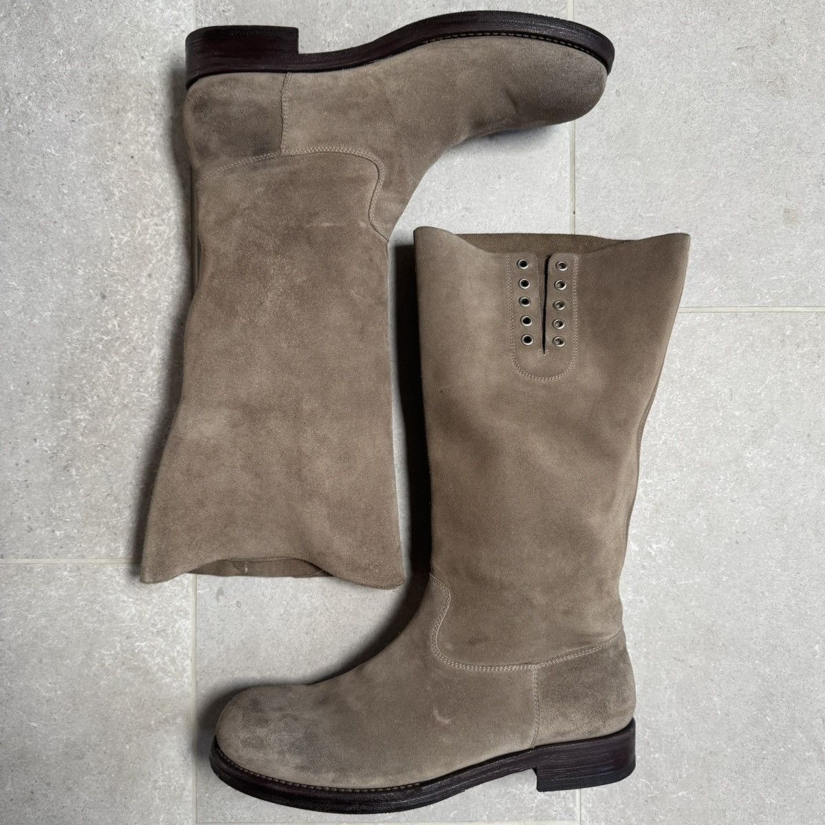 Maison Margiela 2005 Martin Margiela Khaki Suede Leather Boots Size US 13 / EU 46 - 3 Thumbnail