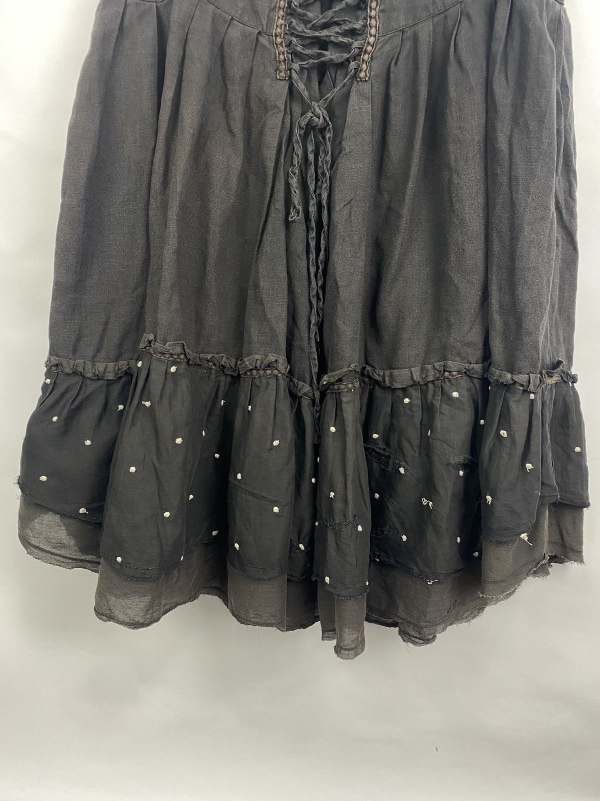 Designer Vintage 2000s Opium Eva I Walla Avant Gard Linen Skirt Y2K Size 25" / US 0 / IT 36 - 4 Thumbnail