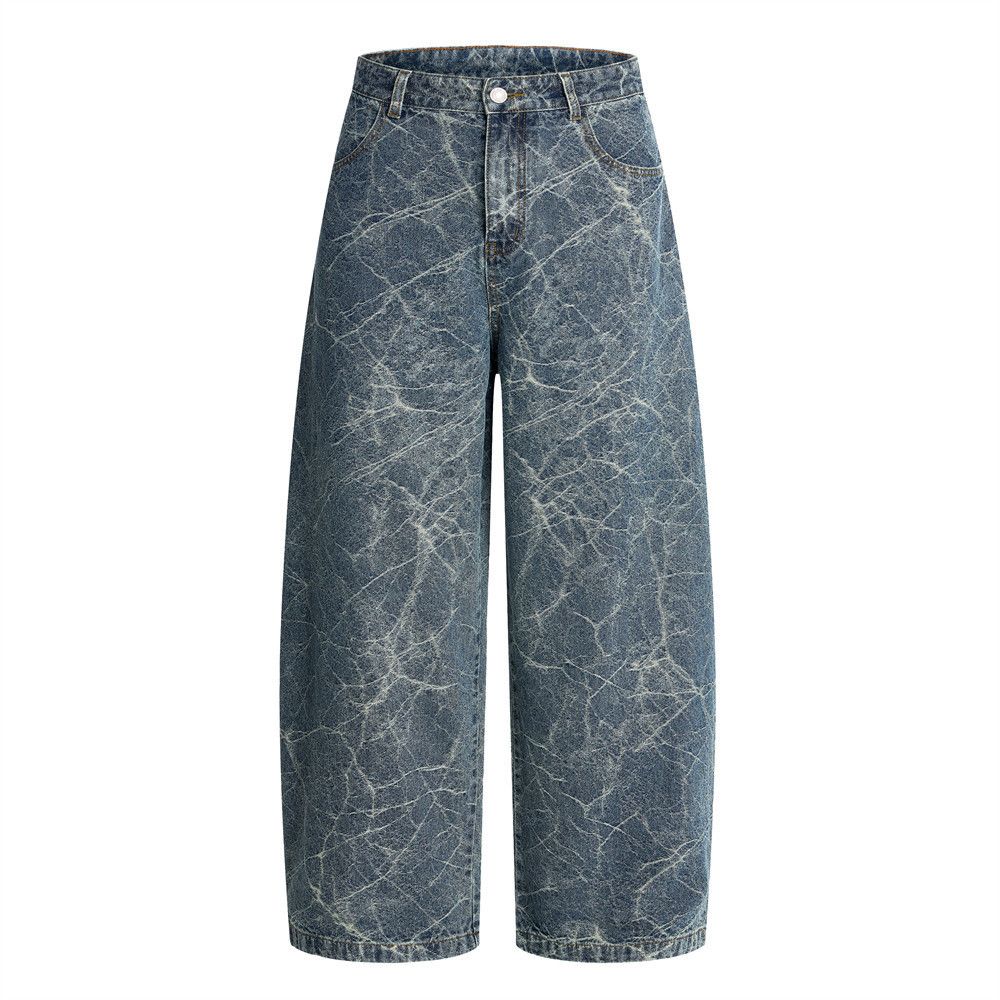 Men\'s Punk Casual Lightning Tie-Dye Distressed Jeans