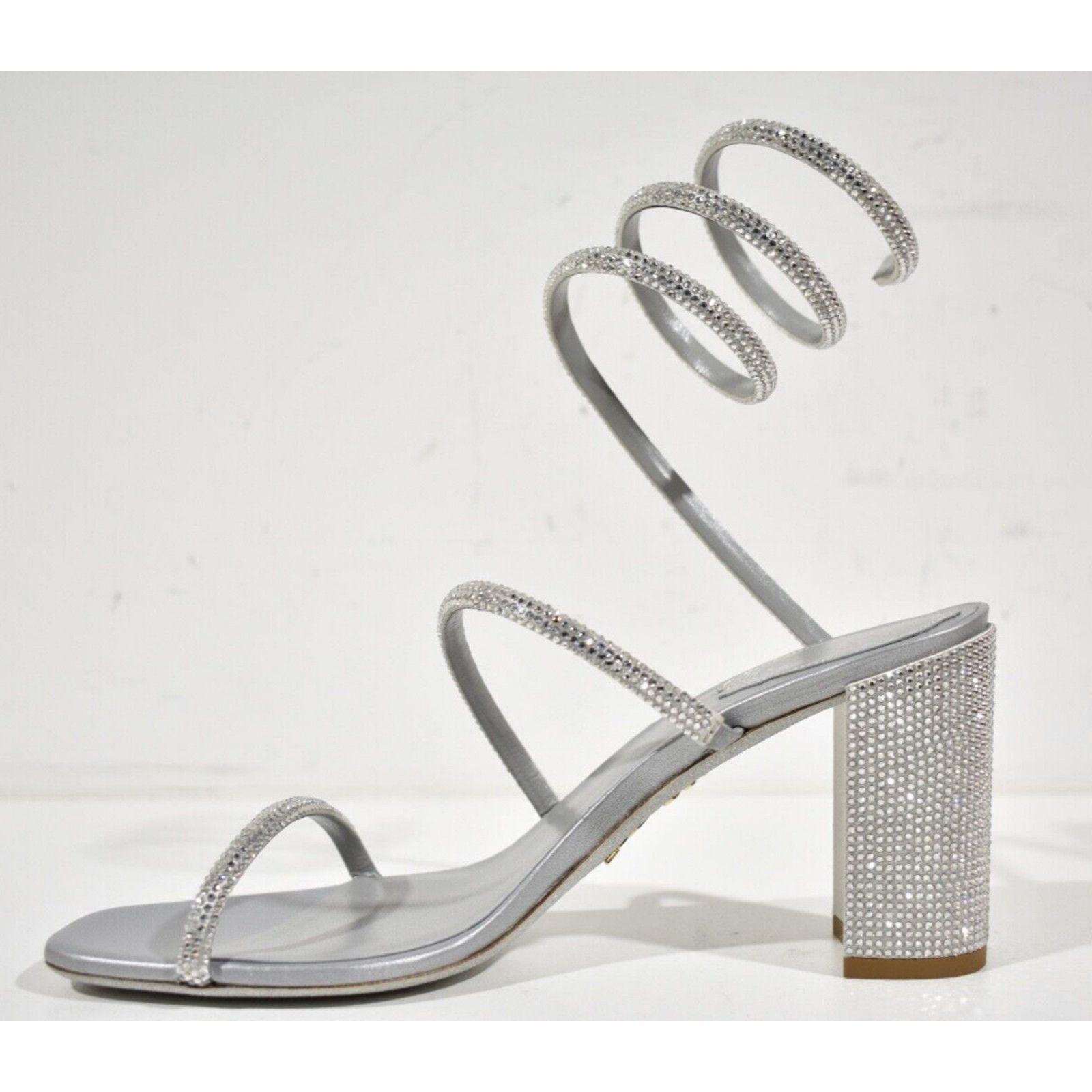 Rene Caovilla Cleo Crystal Wrap Strap Sandal Block Heel Pump 37.5 Size US 7.5 / IT 37.5 - 8 Thumbnail