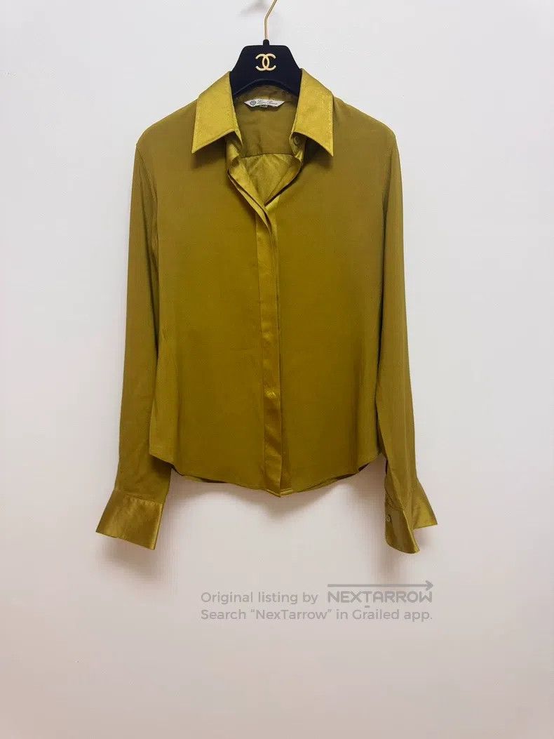 Loro Piana Loro Piana Mustard Green Silk Shirt Size S / US 4 / IT 40 - 2 Thumbnail