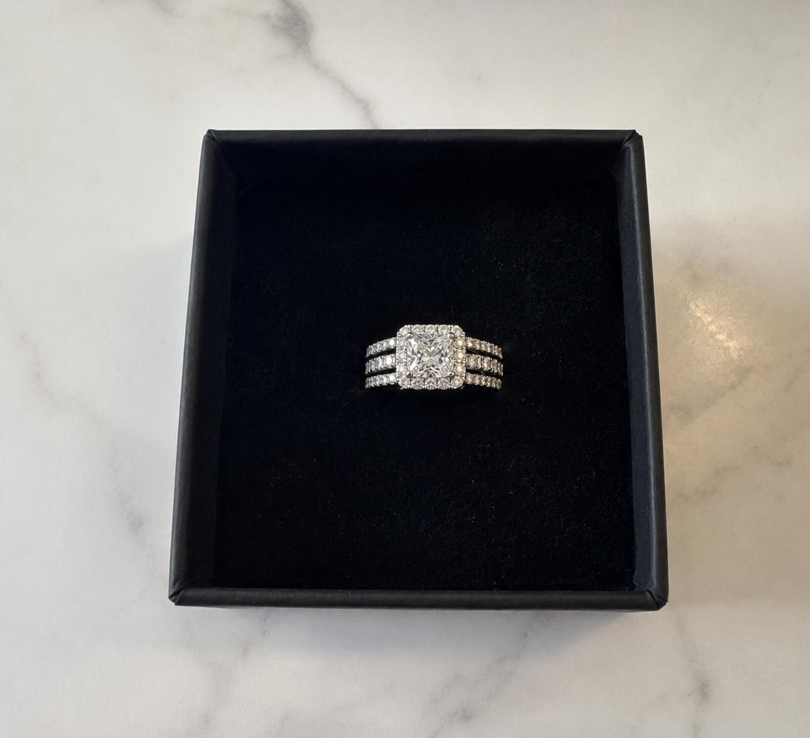 Other 2.63ct Princess Cut Moissanite Halo Ring Size ONE SIZE - 1 Thumbnail