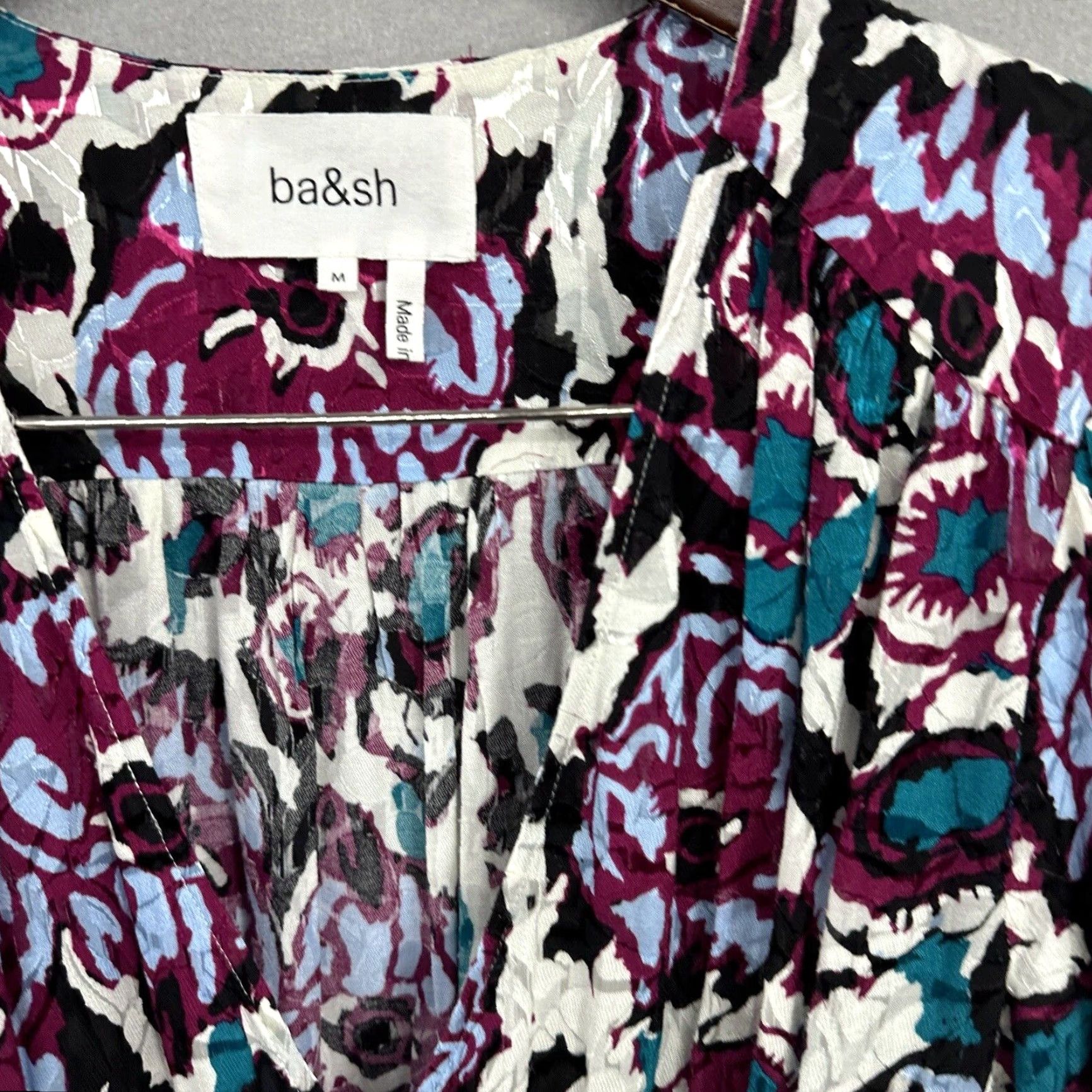 ba&sh ba&sh Bash Dress Womens M Floral Ivory V-Neck 3/4 Sleeve Wrap Mini Bohemian Designer Party Casual Womens Size M / US 6-8 / IT 42-44 - 5 Thumbnail