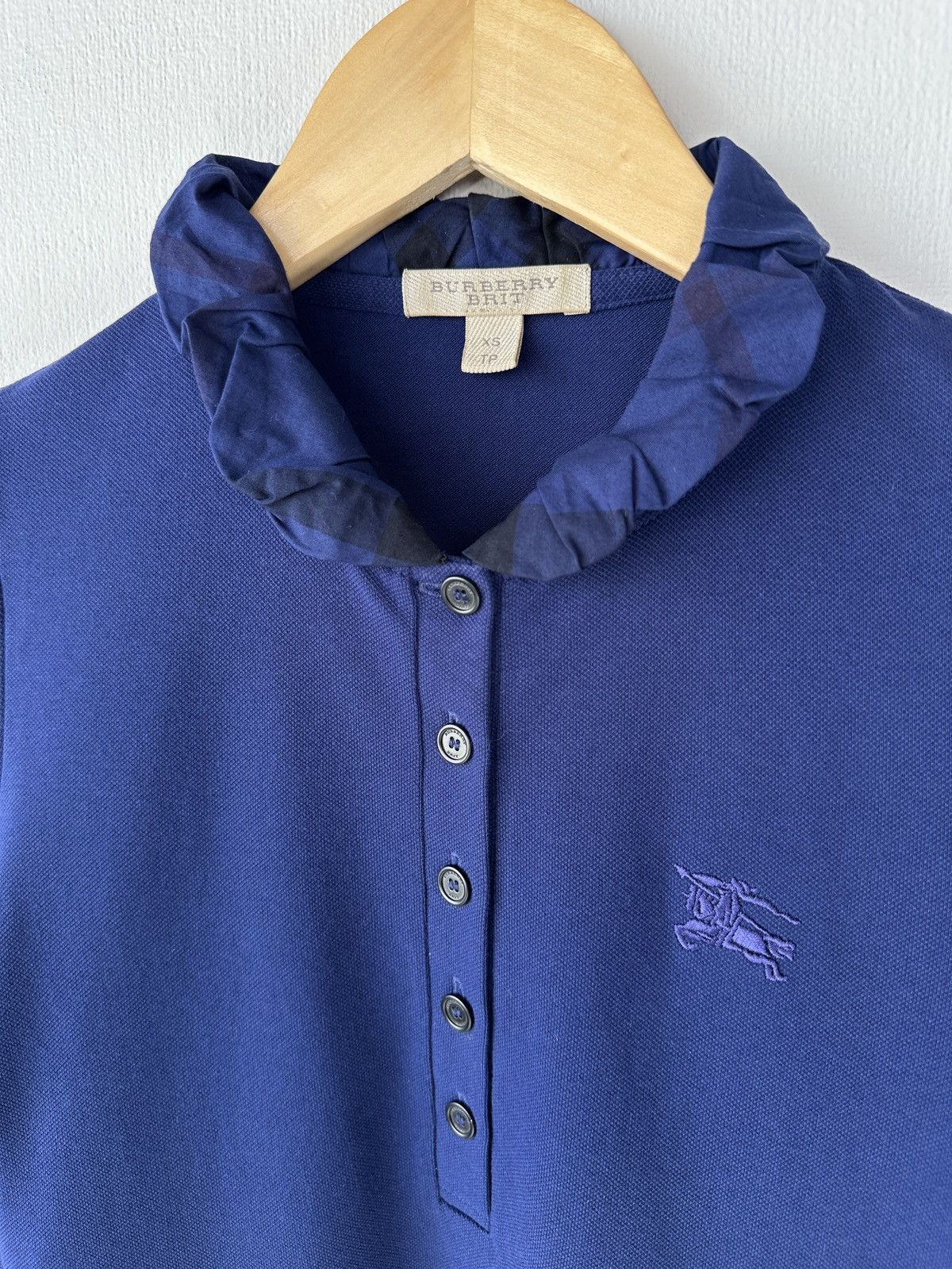 Burberry BURBERRY BRIT Women’s Long Sleeve Polo Shirt Ruffle Collar Size XS / US 0-2 / IT 36-38 - 4 Thumbnail