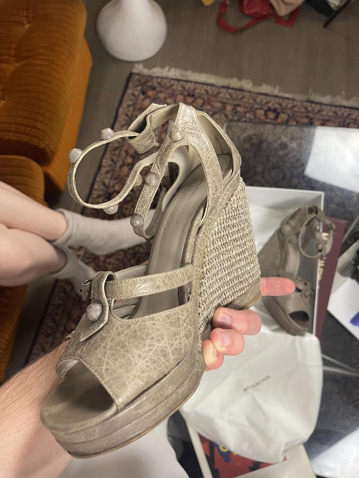 Balenciaga Balenciaga - 37 Beige Wedge Espadrille Sandals Size US 7.5 / IT 37.5 - 8 Thumbnail