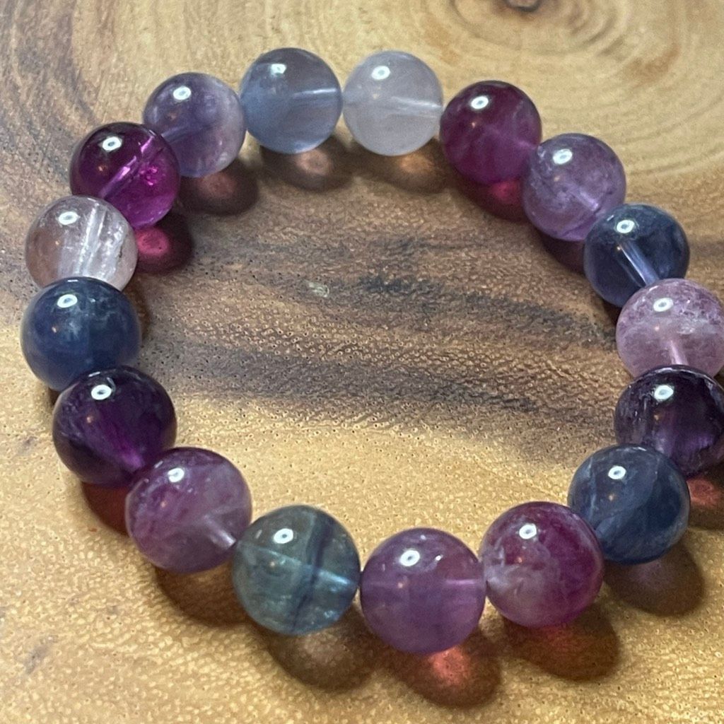 Other Fluorite bracelet striped layers rainbow colors stretch 12mm Size ONE SIZE - 7 Thumbnail