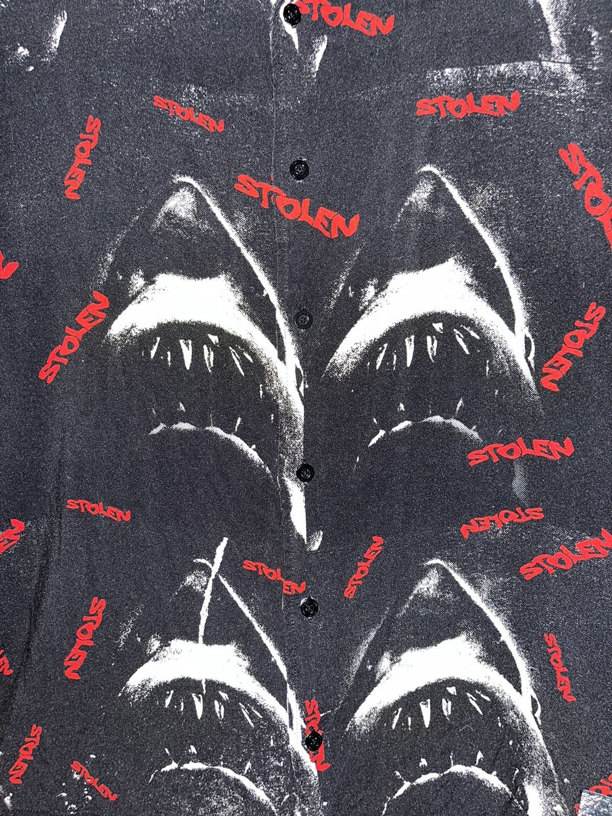Other Crazy Y2K Faded Thrashed ERD Emo Cyber Grunge Jaws Button Up Size US M / EU 48-50 / 2 - 2 Thumbnail