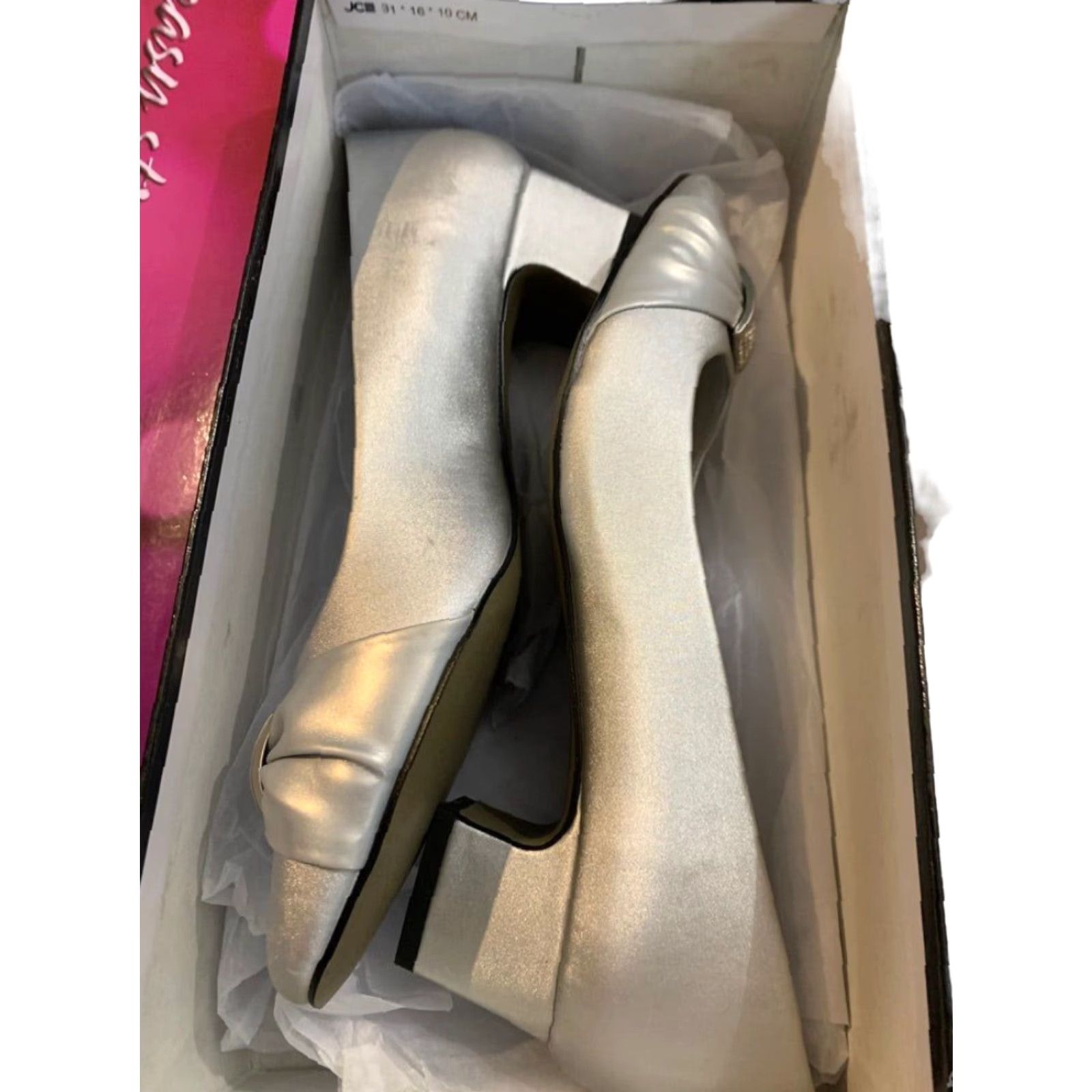 Vintage Easy Street Pump Women 8.5M Silver Satin Embellished Heel New Size US 9 / IT 39 - 7 Thumbnail