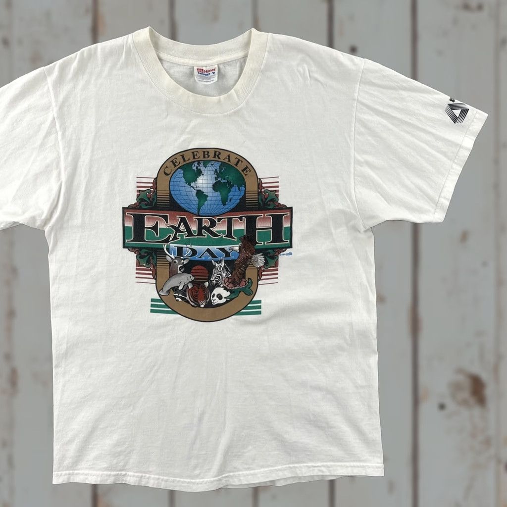 Hanes VINTAGE Hanes Comfort-T T Shirt White XL Mens 90s Earth Day 1996 Central Ohio Size US XL / EU 56 / 4 - 1 Thumbnail