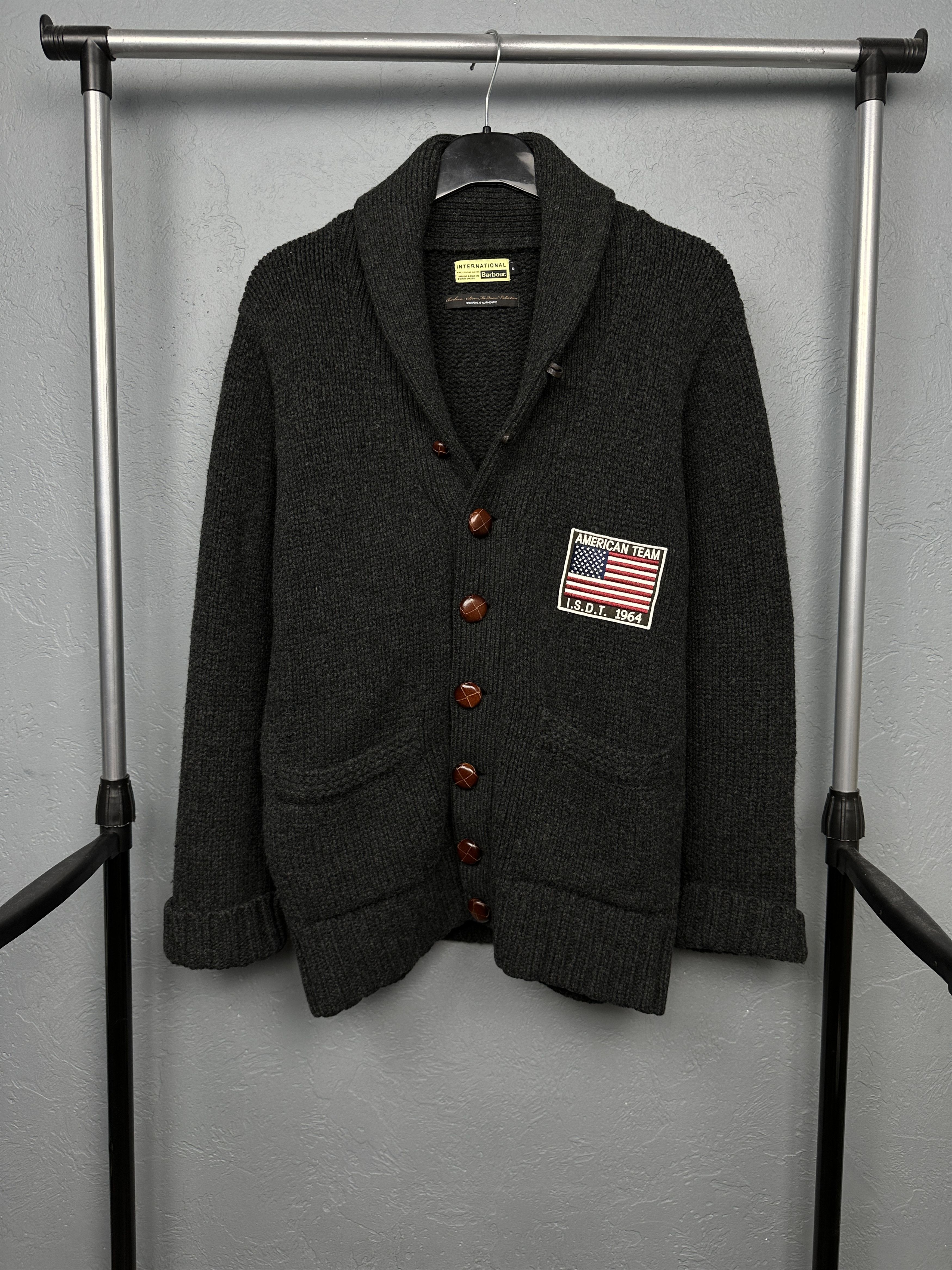 Barbour Barbour International Mens Melrose Shawl Neck Wool Cardigan Size US M / EU 48-50 / 2 - 1 Thumbnail