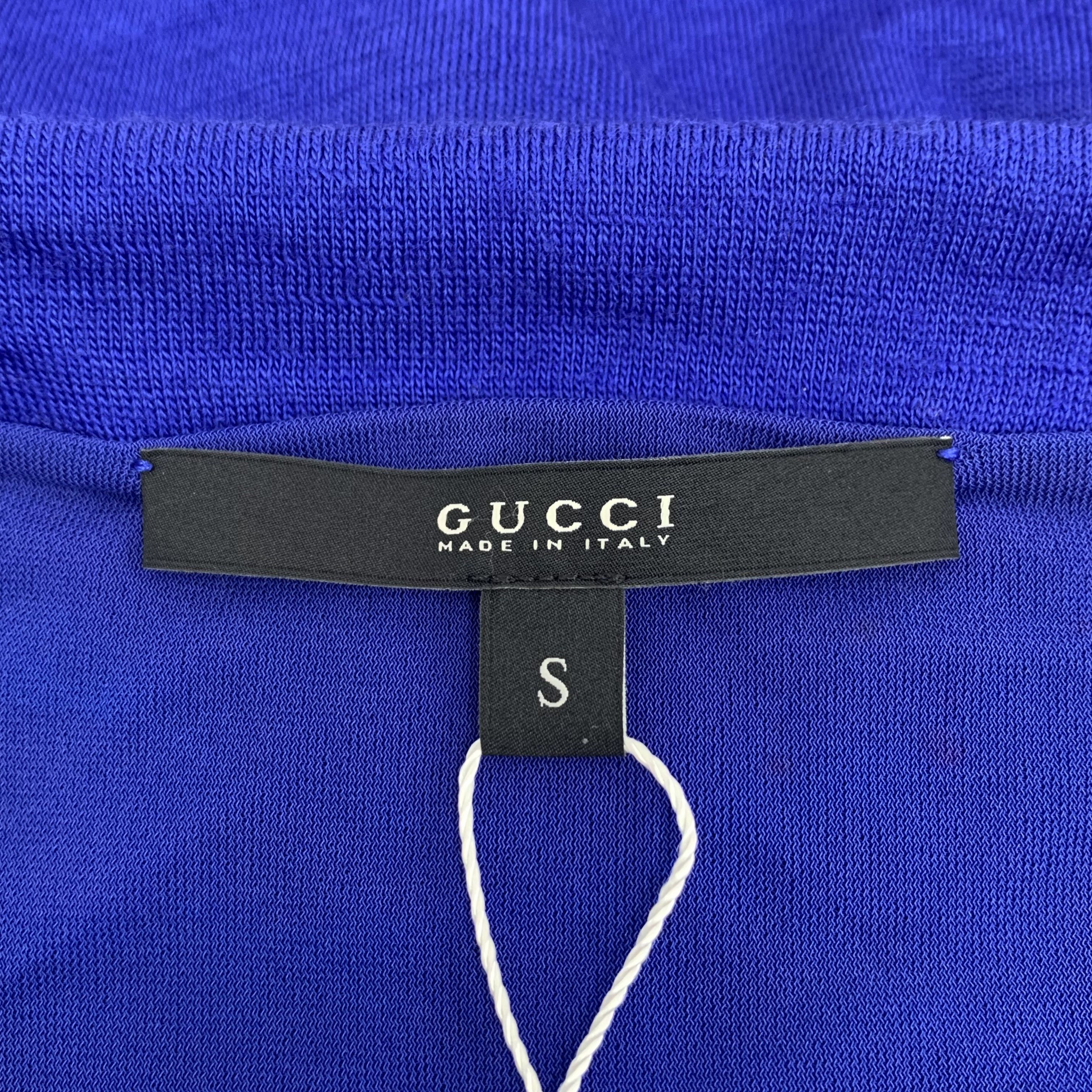 Gucci Gucci Top Dark Blue Draped Wool Long-Sleeve Blouse (Size S) Size S / US 4 / IT 40 - 2 Thumbnail