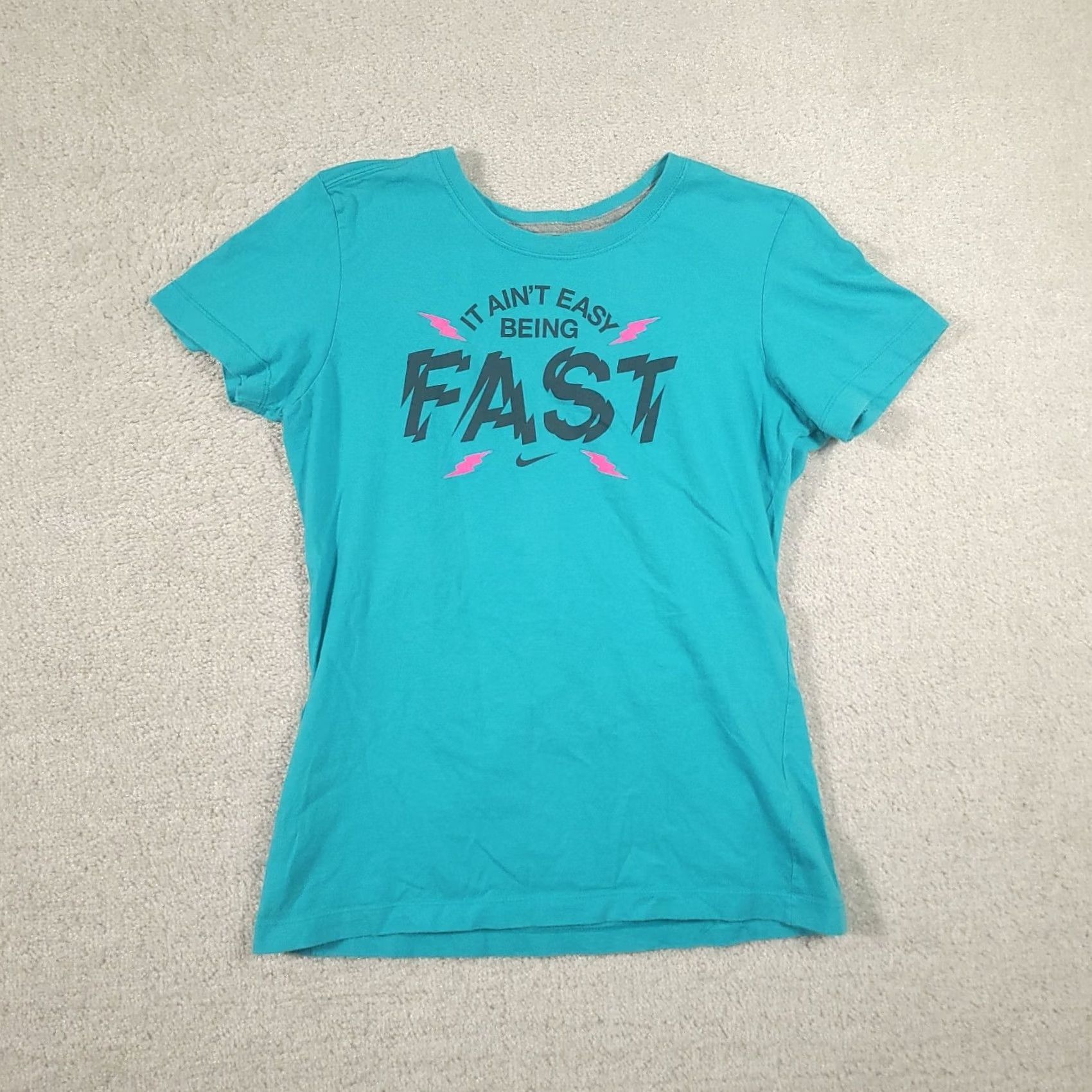 Nike Nike Shirt Womens Medium Blue Slim Fit “It Ain't Easy Being Fast” Shirt Size M / US 6-8 / IT 42-44 - 2 Thumbnail