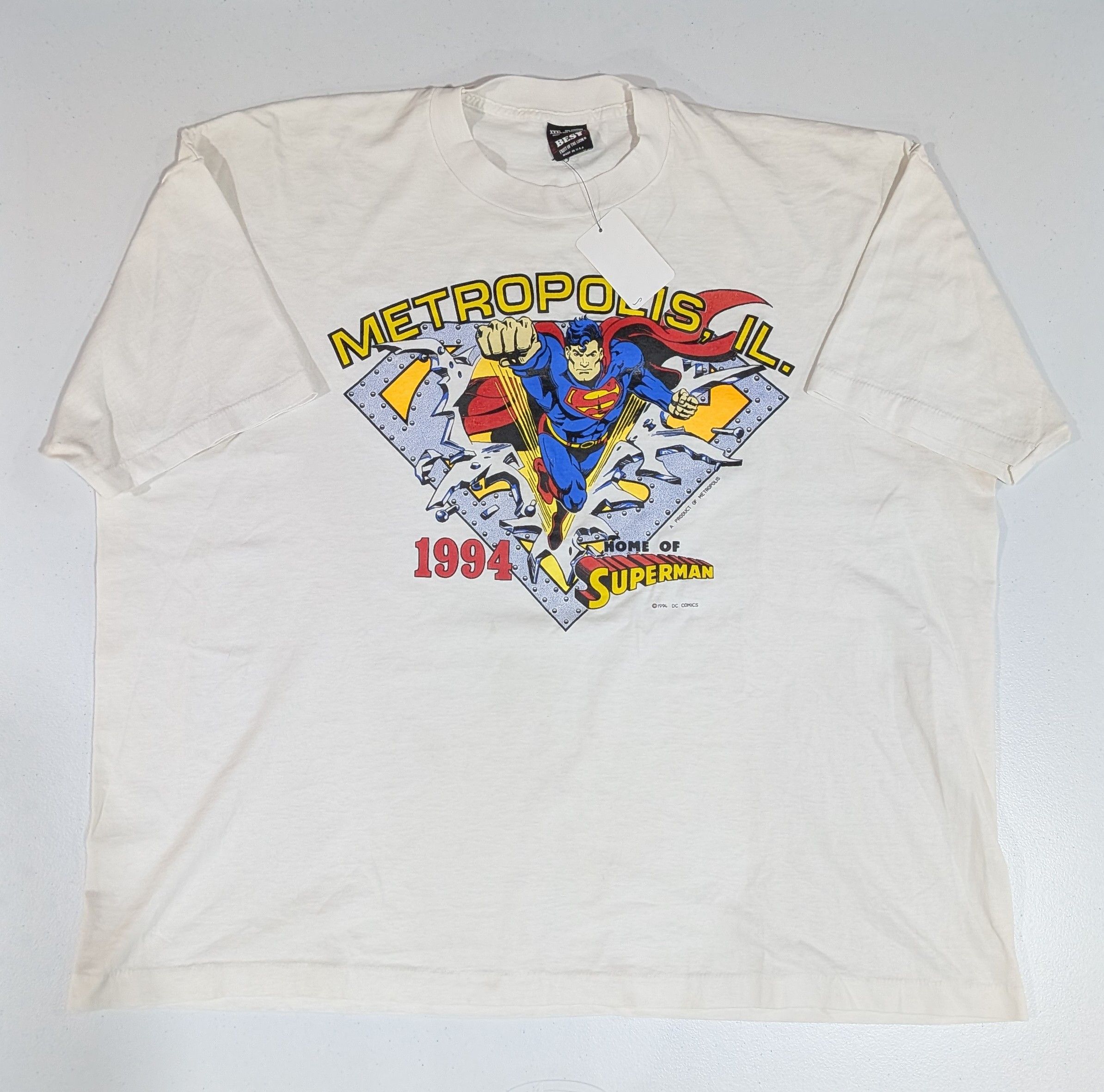 Fruit Of The Loom Vintage 1994 Metropolis, IL "Home of Superman" Graphic Tee Size US XXL / EU 58 / 5 - 1 Thumbnail