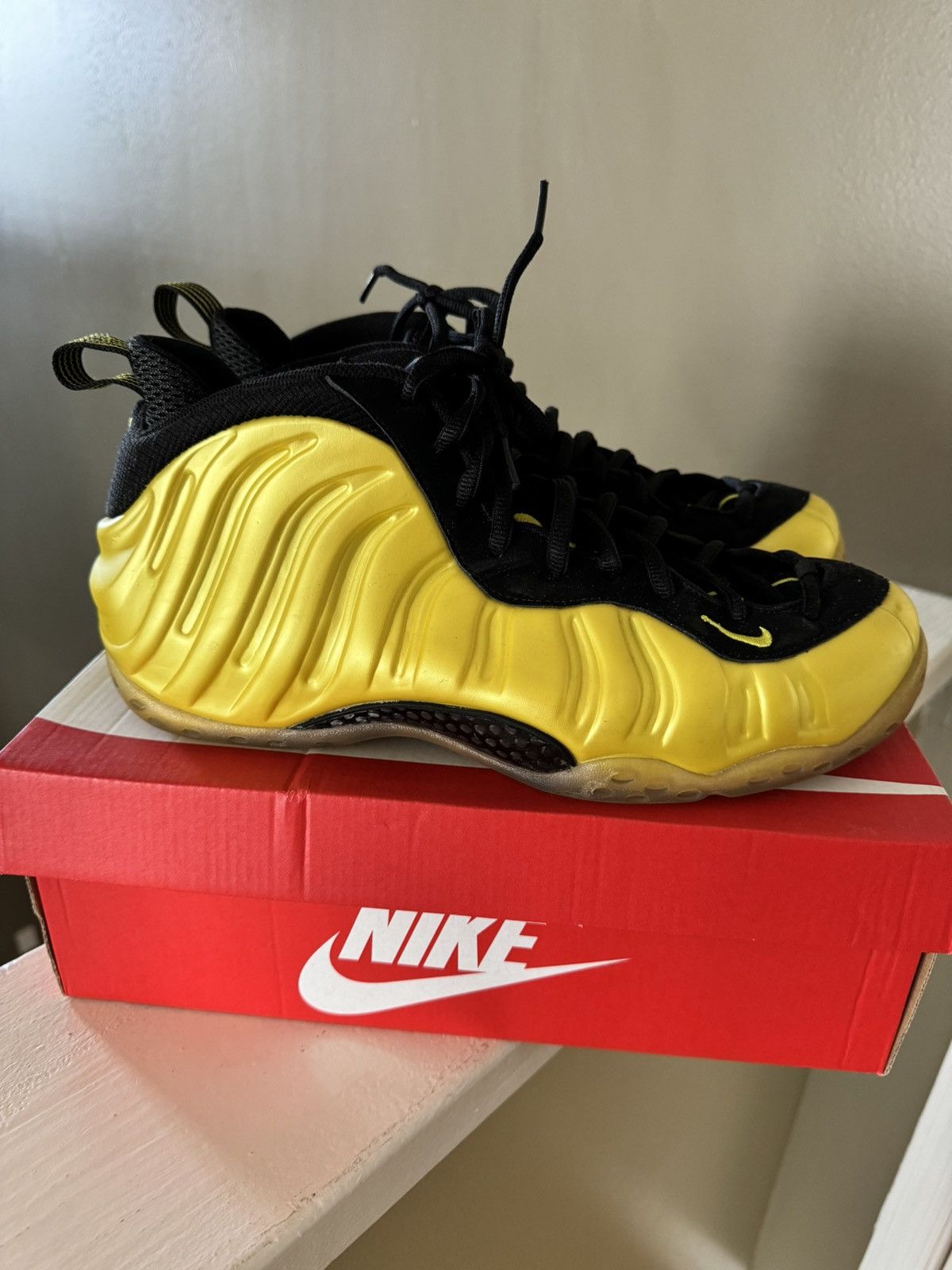 image of Nike Electrolime Foamposite Shoes in Yellow, Men's (Size 12)