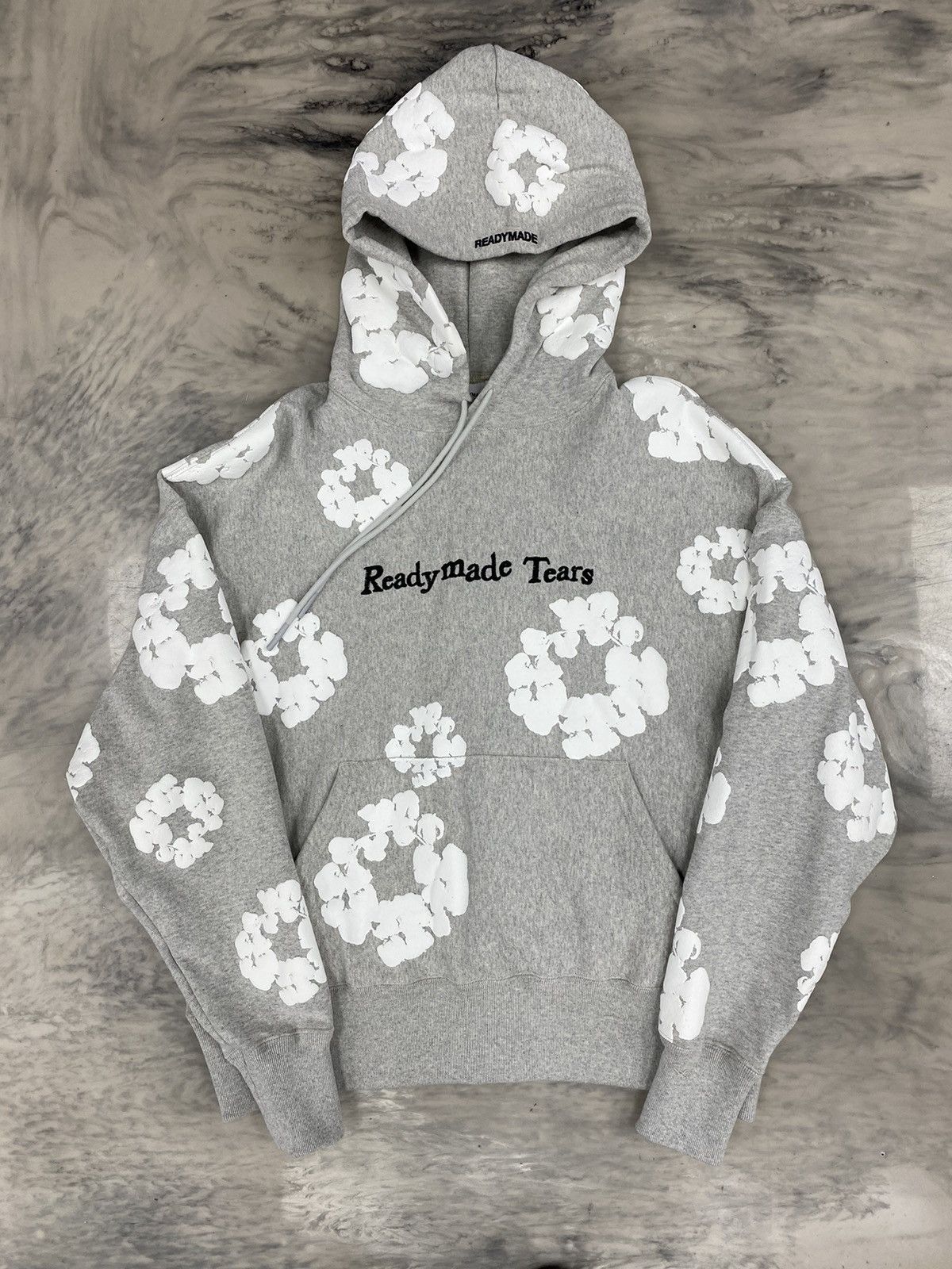 Image of Denim Tears Cotton Wreath Hoodie Grey Small, Men's