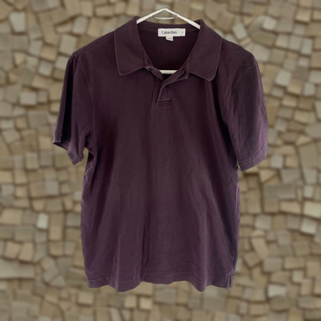 Calvin Klein Calvin Klein Polo Shirt Men's Size Small Dark Purple 1/4 Button Up Short Sleeve Polo Size US S / EU 44-46 / 1 - 1 Thumbnail