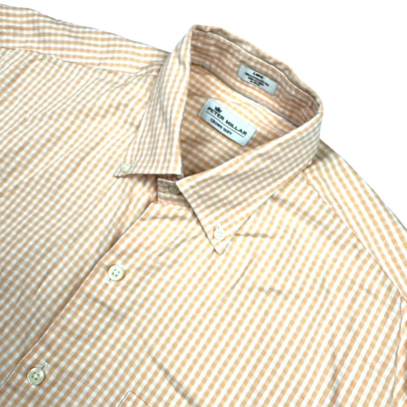 Peter Millar Peter Millar Men's Crown Soft L/S Button Shirt Orange/White Check Large Size US L / EU 52-54 / 3 - 2 Thumbnail
