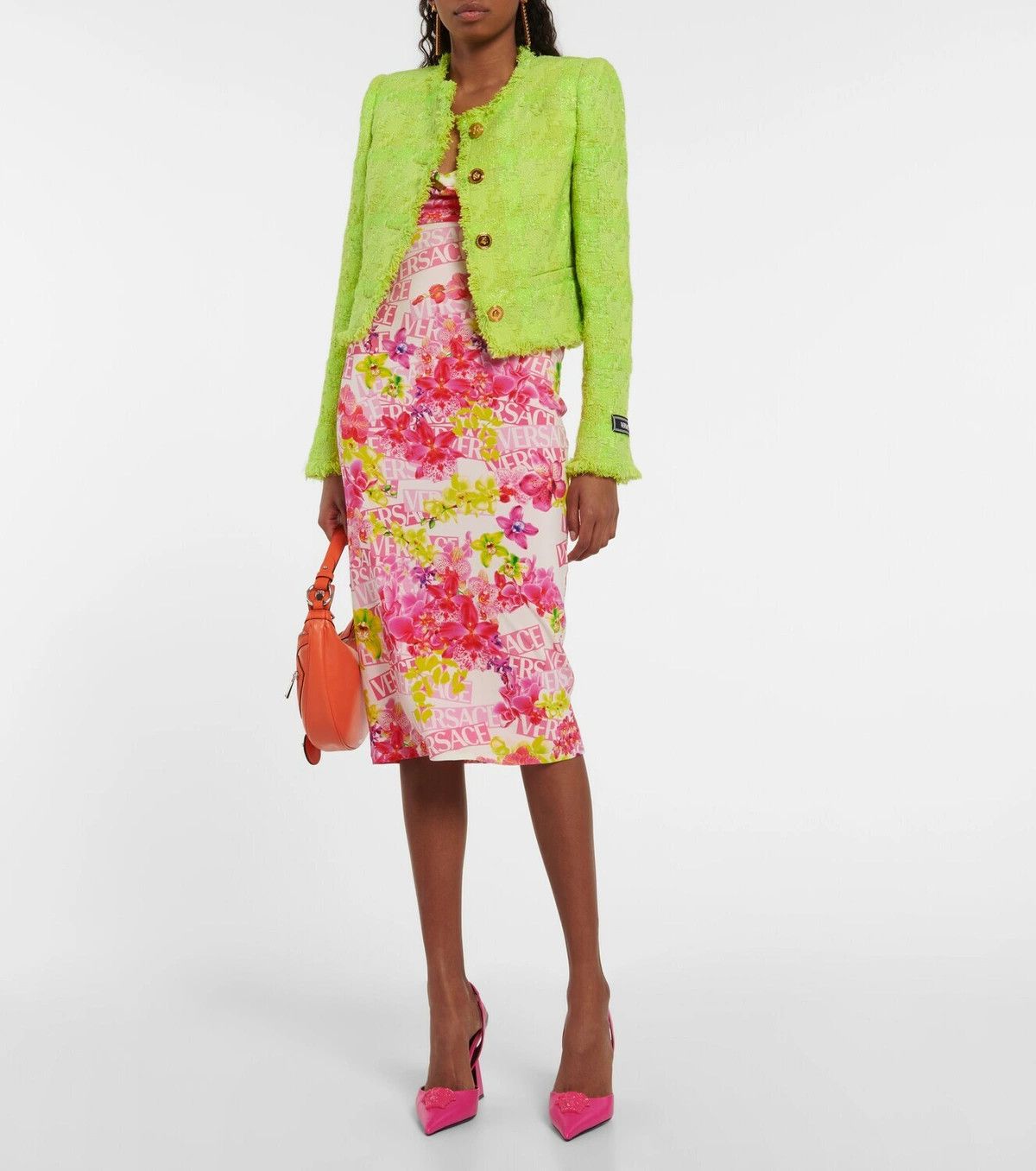 Versace o1y0226 Midi Dress in Multicolor Size XS / US 0-2 / IT 36-38 - 6 Thumbnail