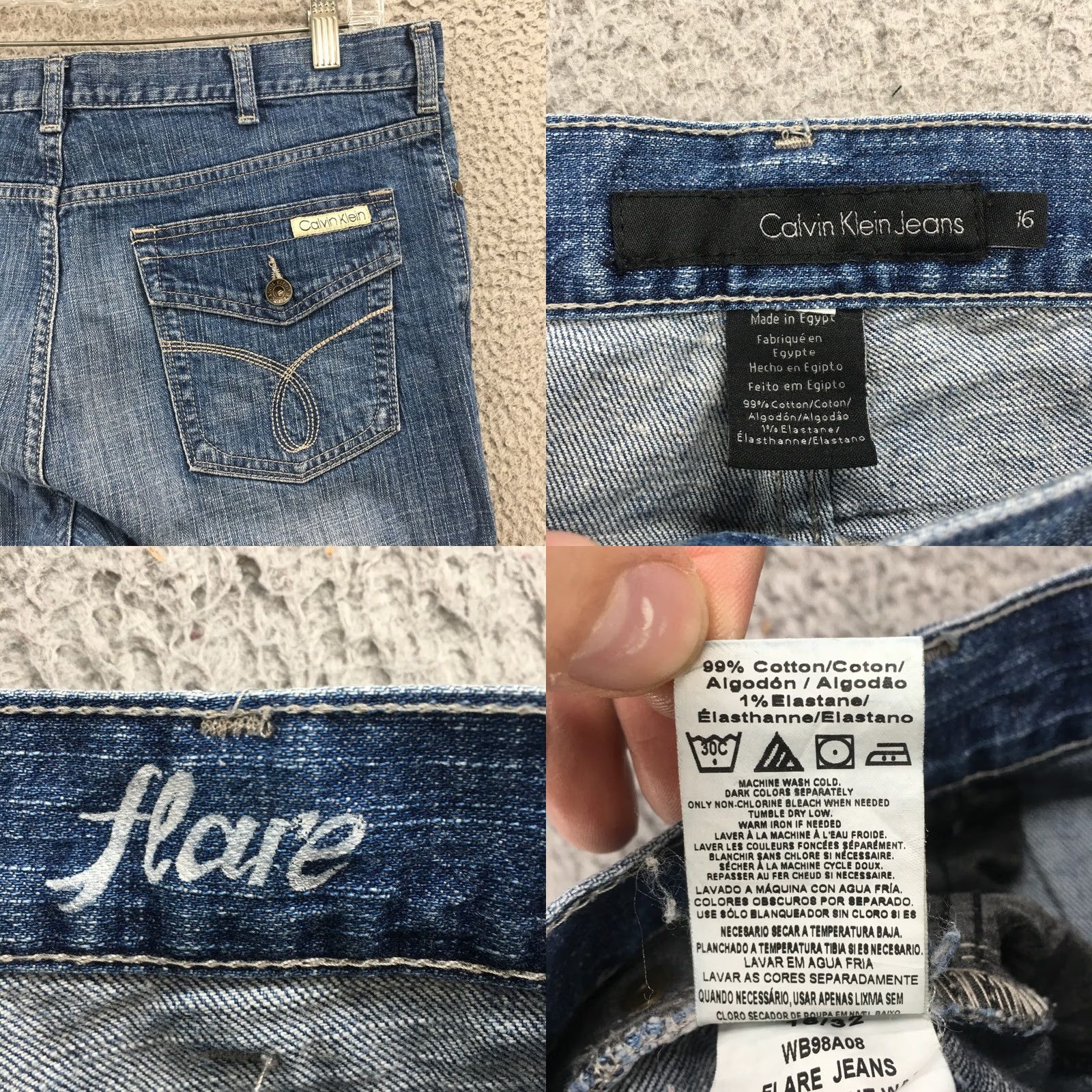 Calvin Klein Calvin Klein Jeans Flared Womens 16 Blue Denim Cotton Blend Zip Size 38" / US 16 / IT 52 - 9 Thumbnail