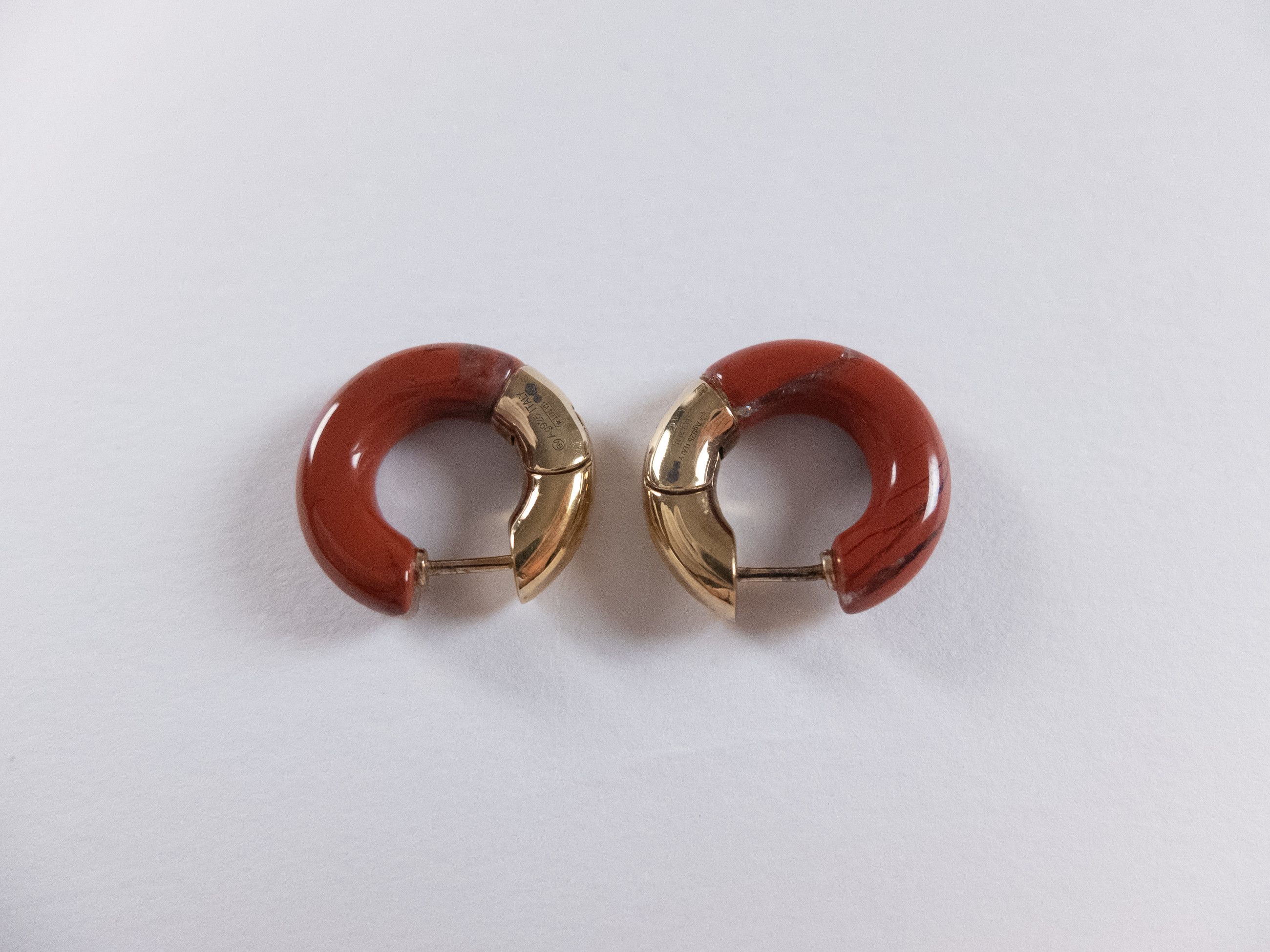 Bottega Veneta BOTTEGA VENETA red Jasper stone & silver hoop earrings q Size ONE SIZE - 5 Thumbnail