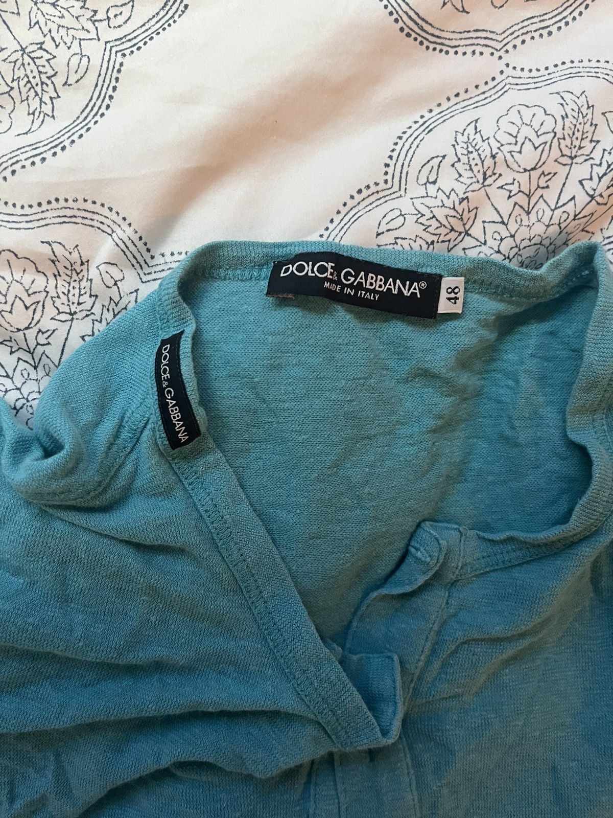 Dolce & Gabbana Dolce & Gabbana Teal Buttoned T Shirt Size US L / EU 52-54 / 3 - 4 Thumbnail