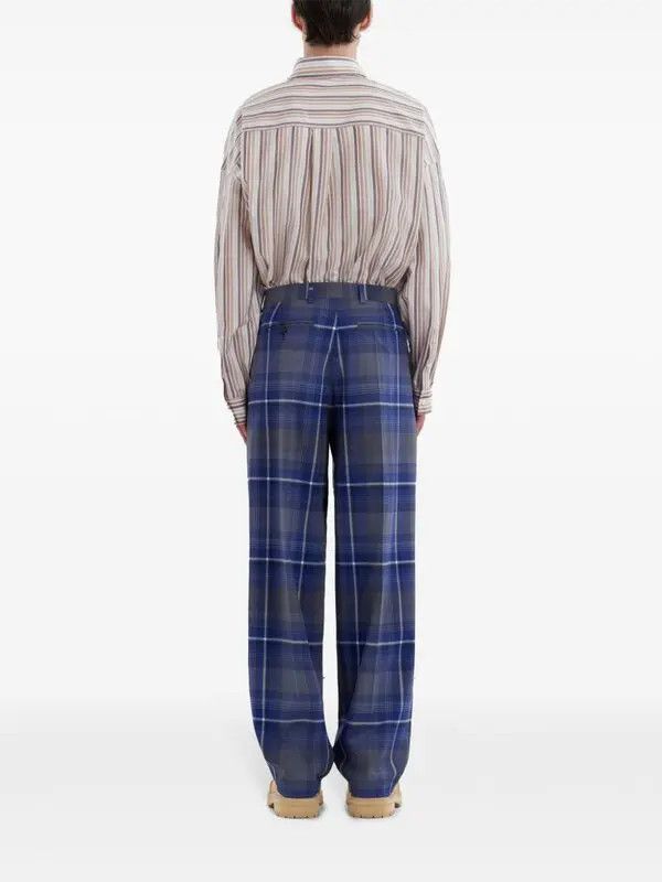 Marni o1w1db11125 Plaid Tapered Trousers in Blue Size US 34 / EU 50 - 4 Thumbnail