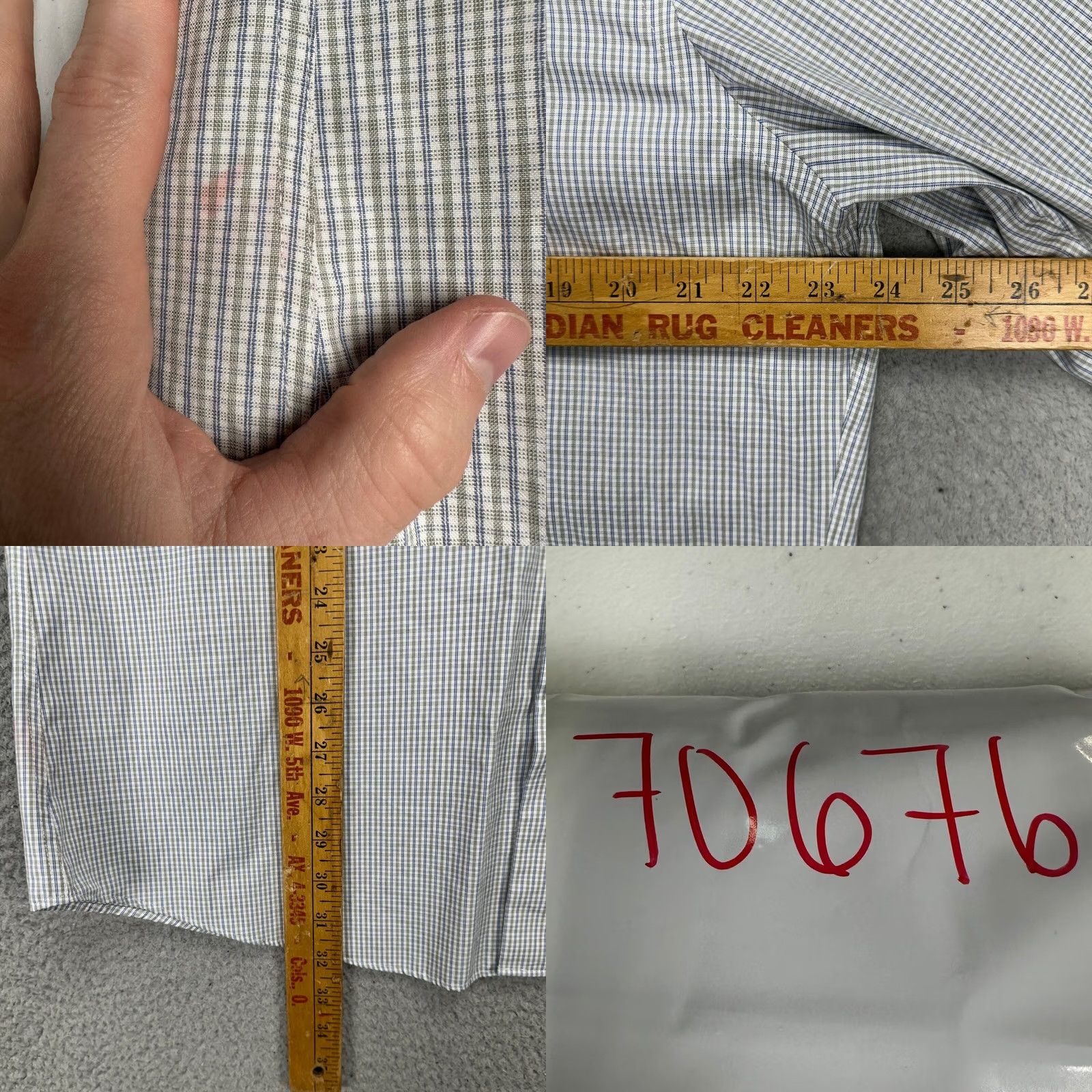 Charles Tyrwhitt Charles Tyrwhitt Mens Dress Shirt Green Blue Plaid Slim Fit Long Sleeve 17-37 Button-Down Collared Shirt Mens Size 46R - 8 Thumbnail