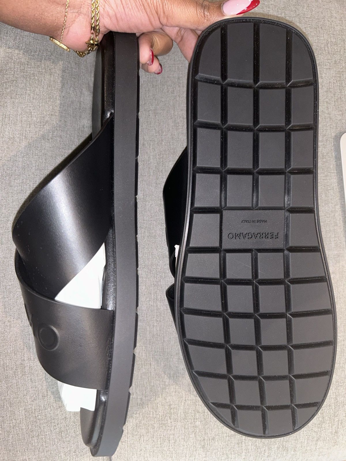 Salvatore Ferragamo Black Ferragamo crossover-strap leather sandals Size US 12.5 / EU 45-46 - 3 Thumbnail