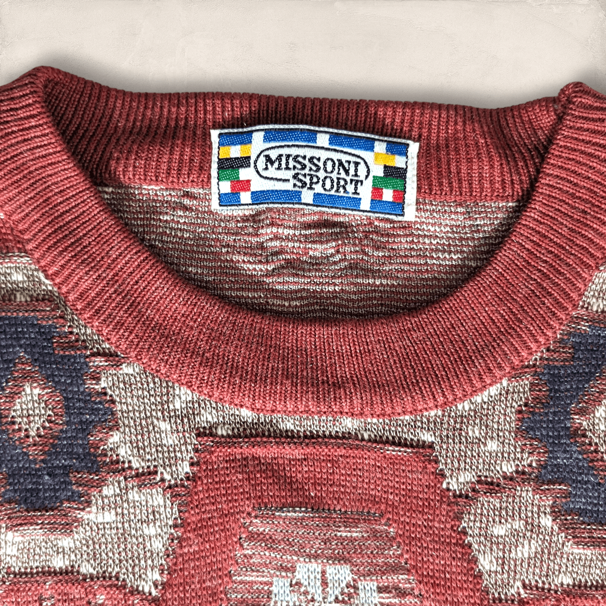 missoni sport vintage burgundy and silver golf sweater