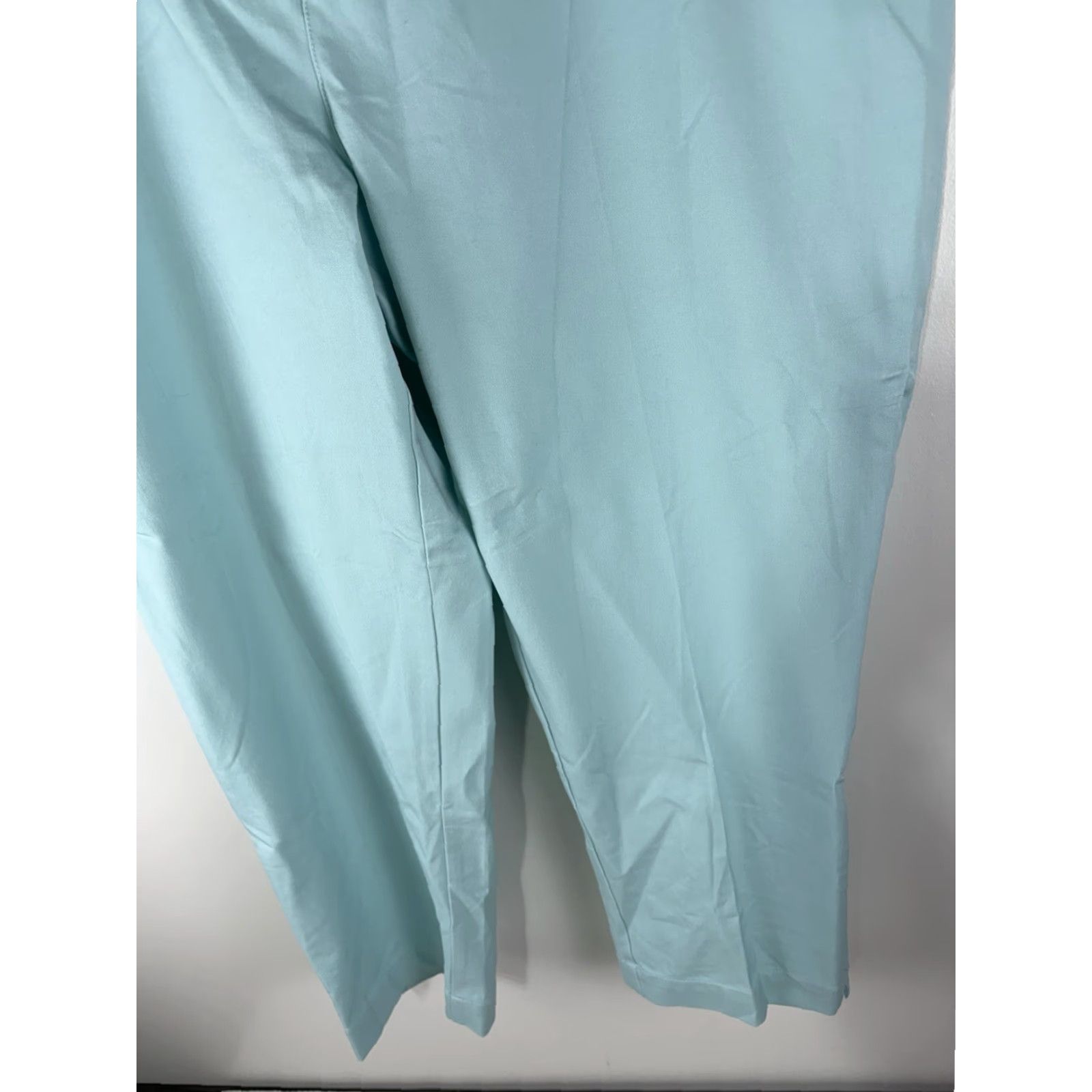 Isaac Mizrahi Isaac Mizrahi Pants Women 28W Lt Teal Pull On Elastic Waist Classic Chino Twill Cotton Rayon Spandex Machine Washable 27.5in Inseam Womens Size 28" / US 6 / IT 42 - 3 Thumbnail