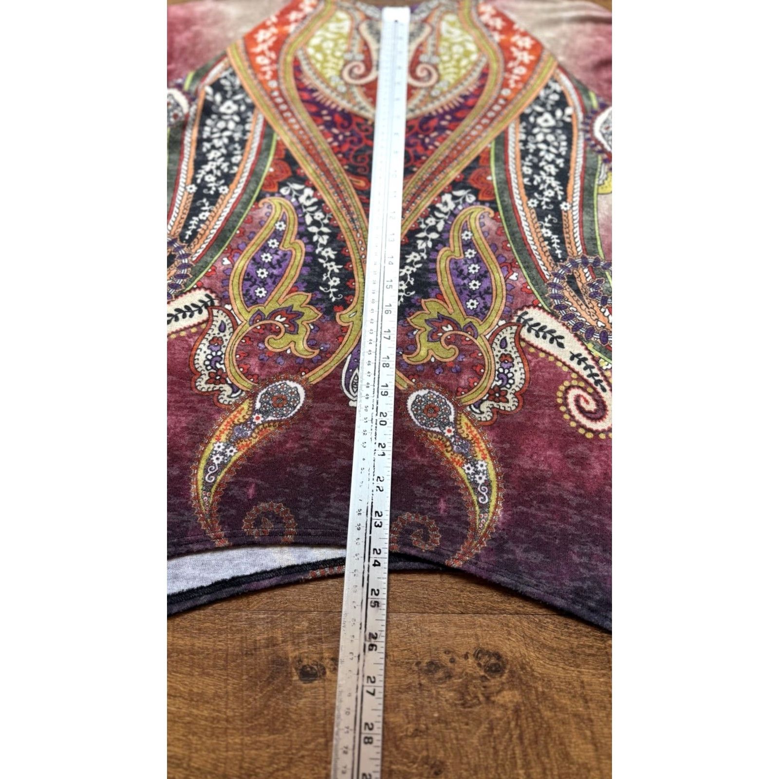 4SDESIGNS AMMA Designs Made In LA Tunic Style Top Women’s Short Sleeve Artsy L Multicolor Paisley Tunic Womens Size L / US 10 / IT 46 - 7 Thumbnail