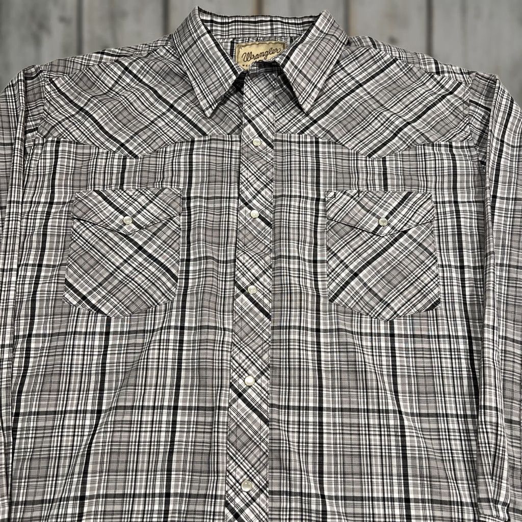 Wrangler Wrangler Western Shirt Men 2XL Pearl Snap Long Sleeve Pockets Cotton Polyester Shirt Size US XXL / EU 58 / 5 - 1 Thumbnail