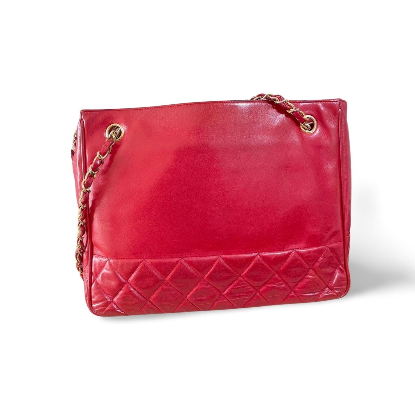 Chanel Vintage CHANEL red calfskin classic shoulder tote bag Size ONE SIZE - 9 Thumbnail