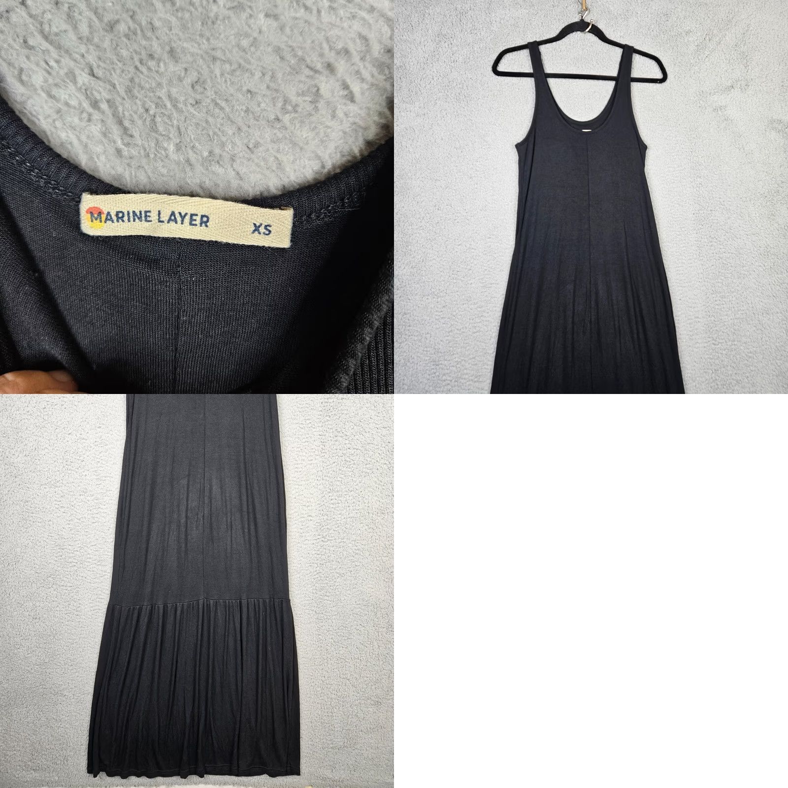 Vintage Marina Maxi Dress Tank Top Layered Black XS Women’s Ribbed Cotton Spandex Size XS / US 0-2 / IT 36-38 - 8 Thumbnail